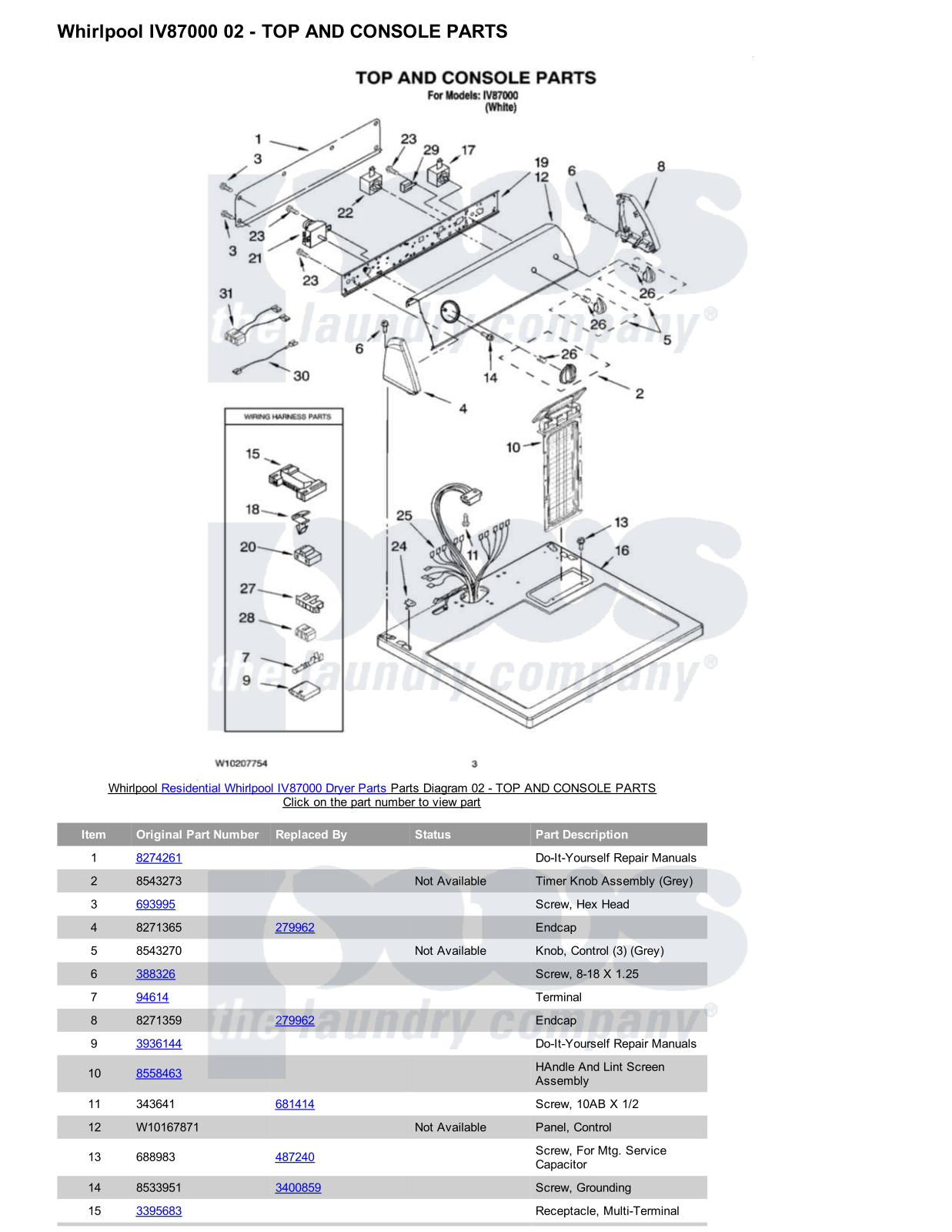 Whirlpool IV87000 Parts Diagram