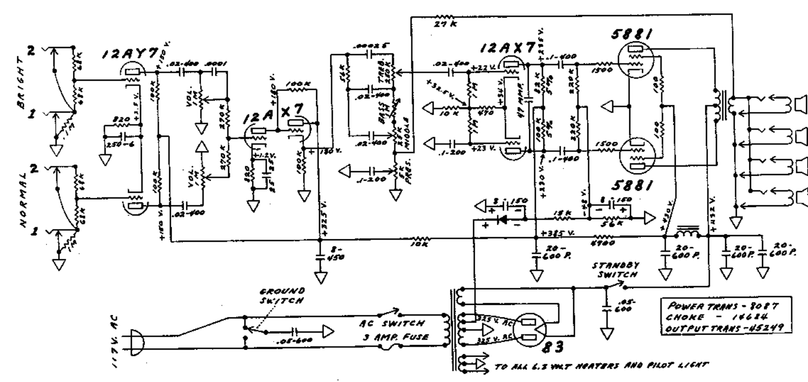 Fender Bassman-5F6 Schematic