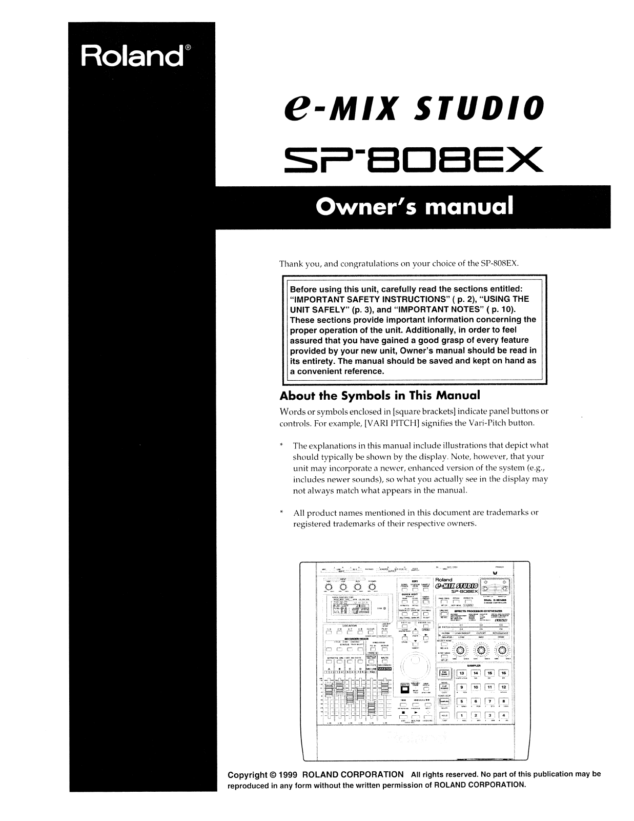 Roland Corporation SP-808EX Owner's Manual