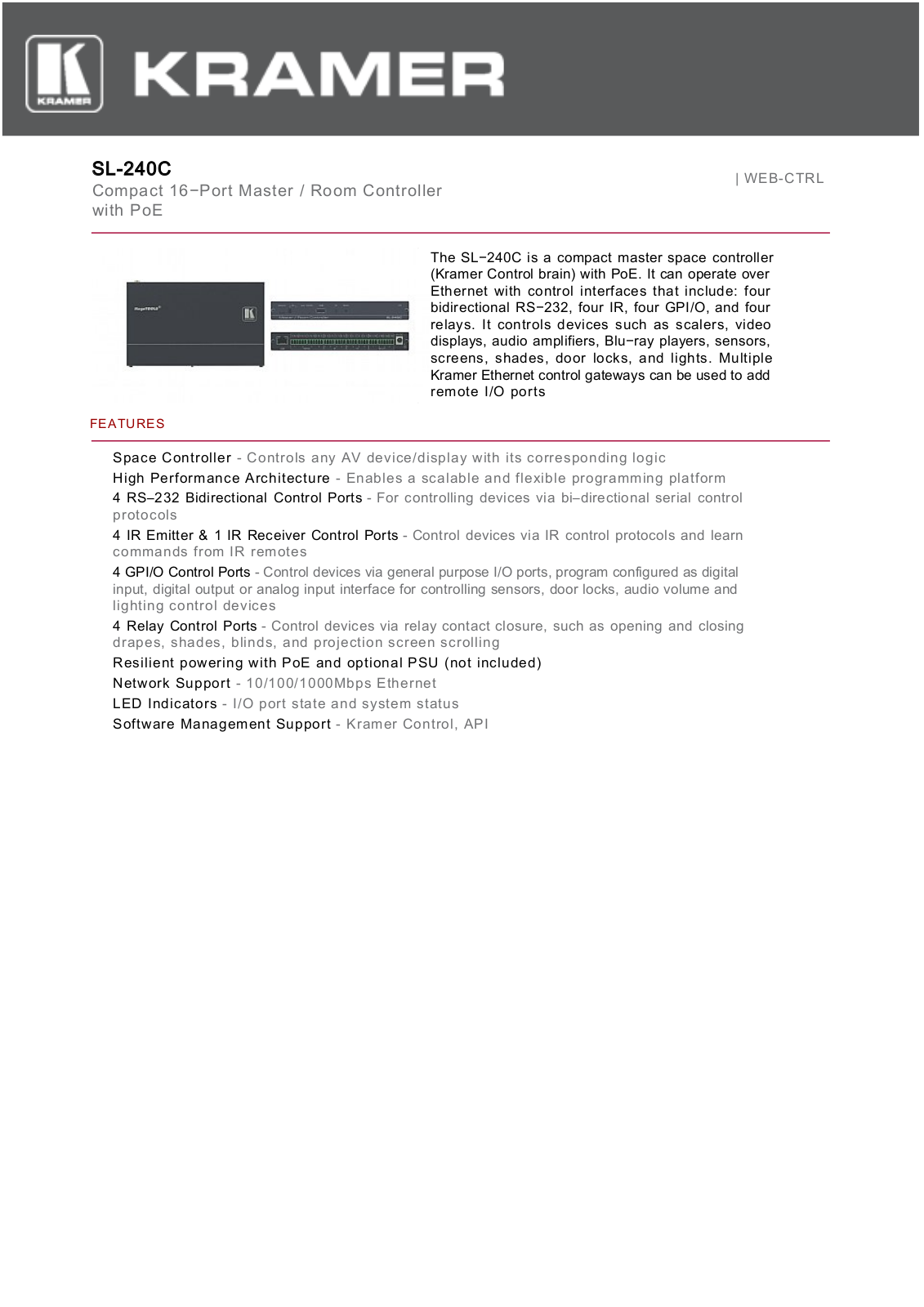 Kramer SL-240C Datasheet