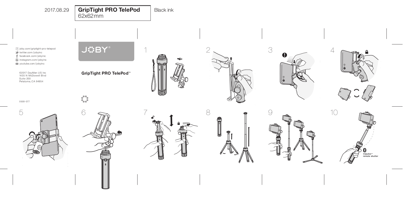 JOBY GripTight PRO TelePod Use & Care Guide