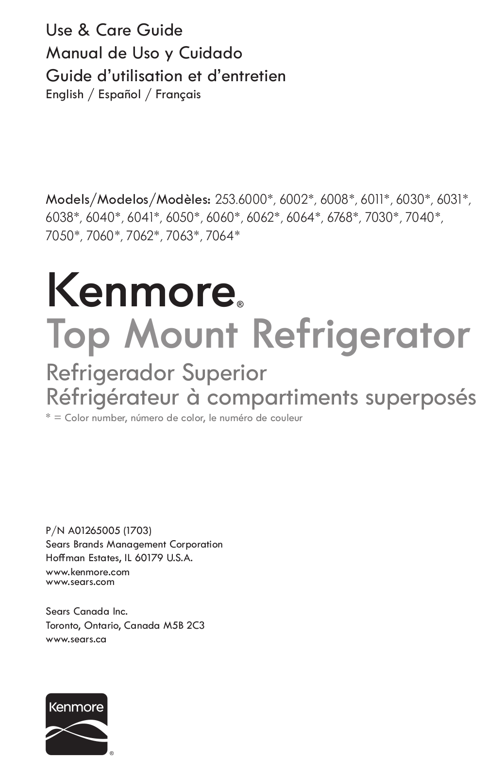 Kenmore 25370649613, 25370649612, 25370643613, 25370643612, 25370642613 Owner’s Manual