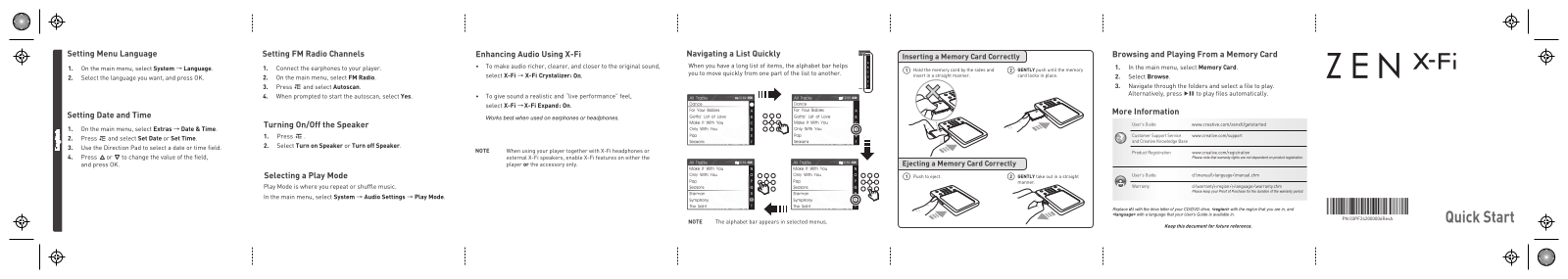 CREATIVE Zen X-Fi Style 8 Go User Manual