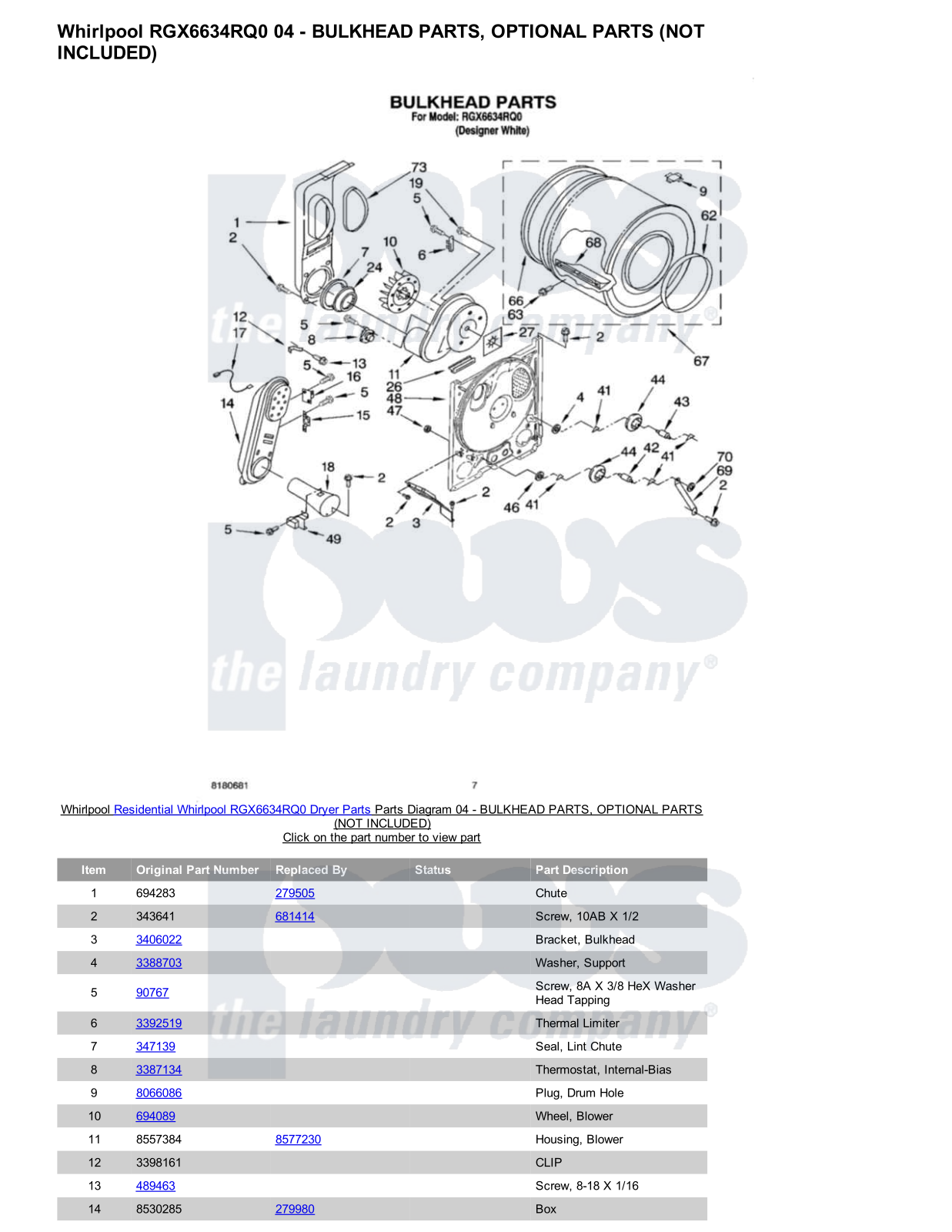 Whirlpool RGX6634RQ0 Parts Diagram