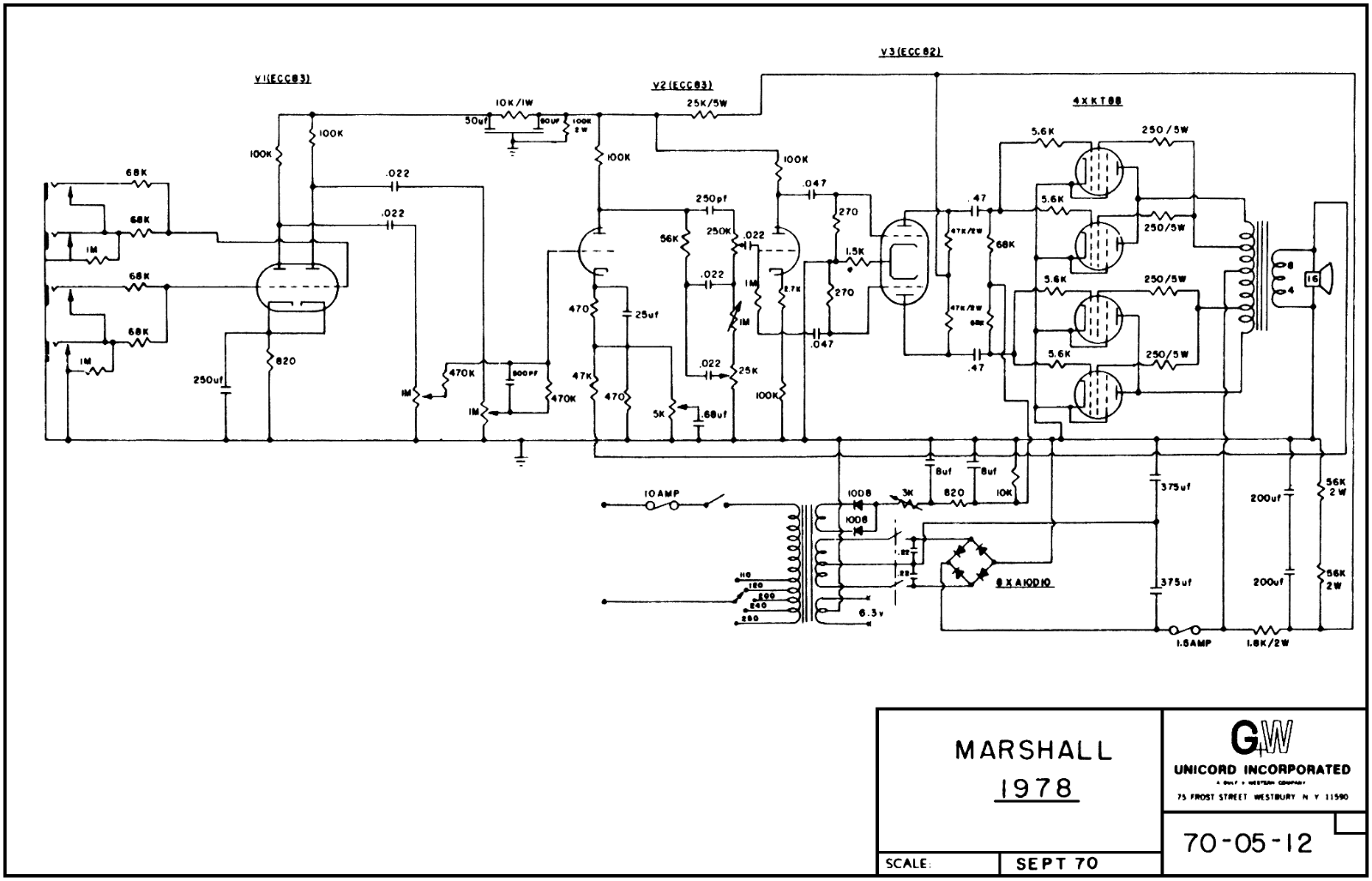 Marshall 1978-200-Watt Schematic