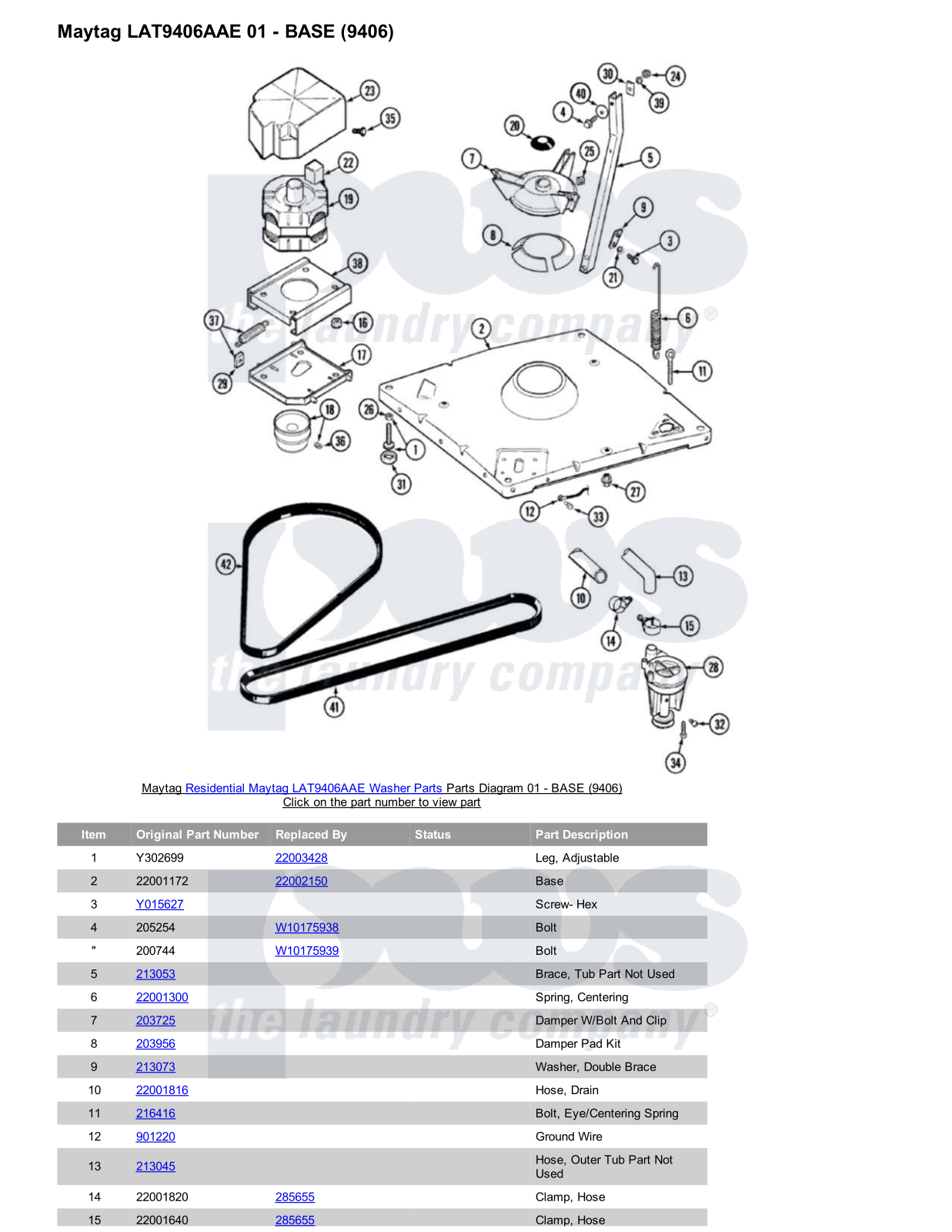 Maytag LAT9406AAE Parts Diagram