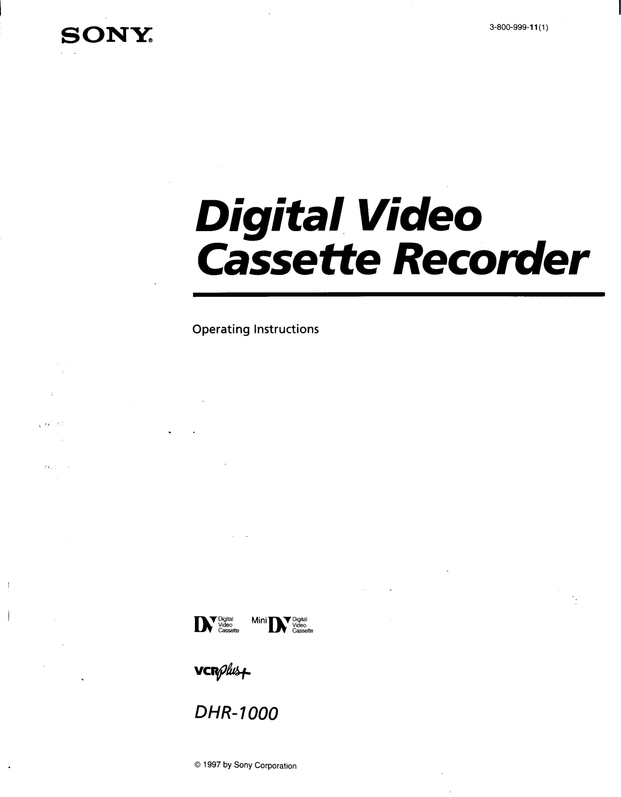 Sony DHR1000 Operating Instructions