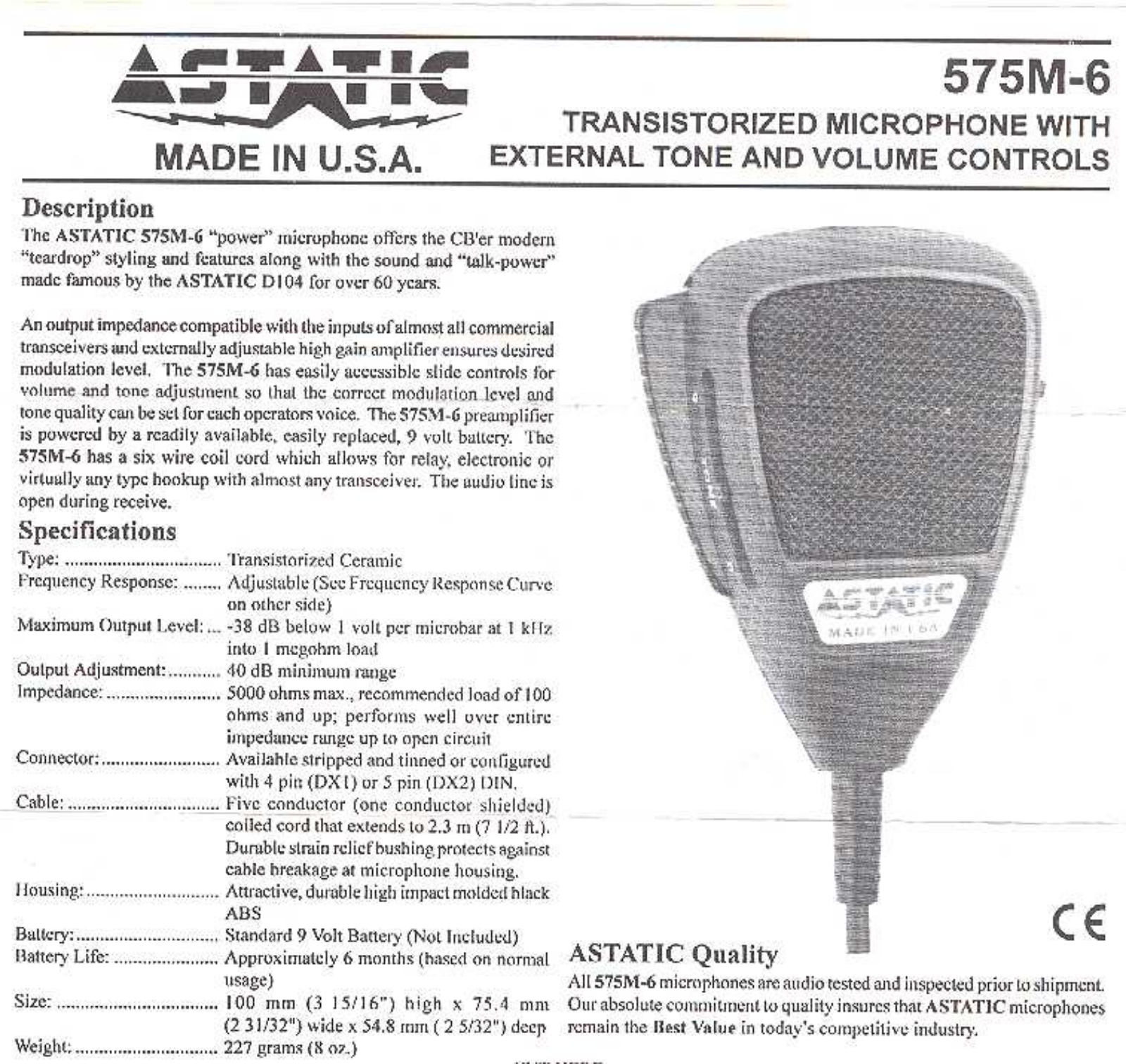 Astatic 575M-6 User Manual - ManualMachine.com
