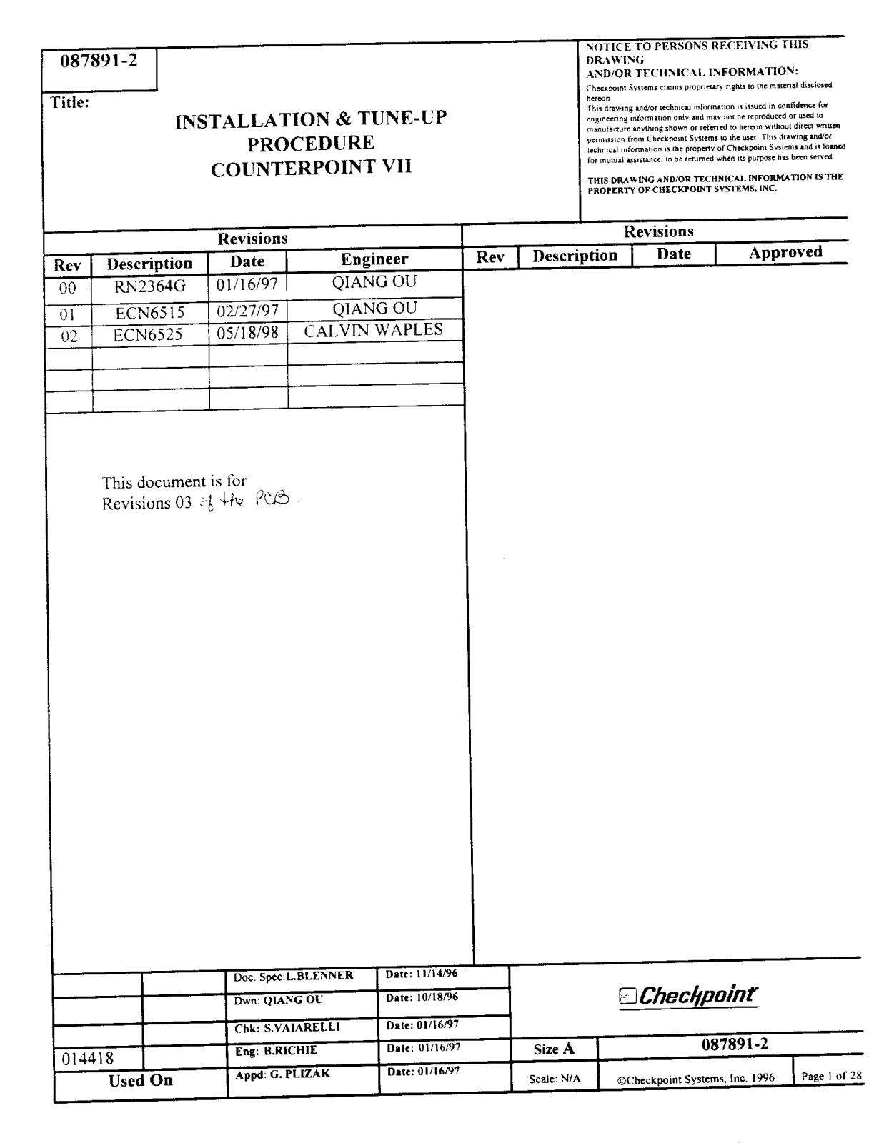 Checkpoint Systems CP1700 Users Manual