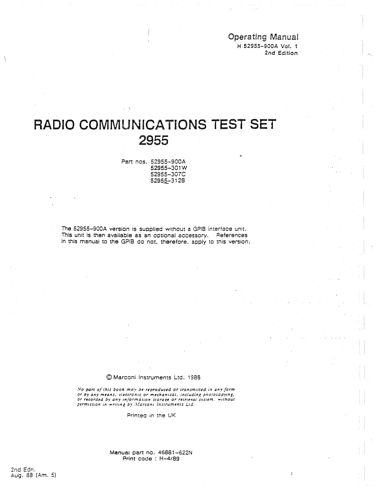 Marconi 2955 User Manual