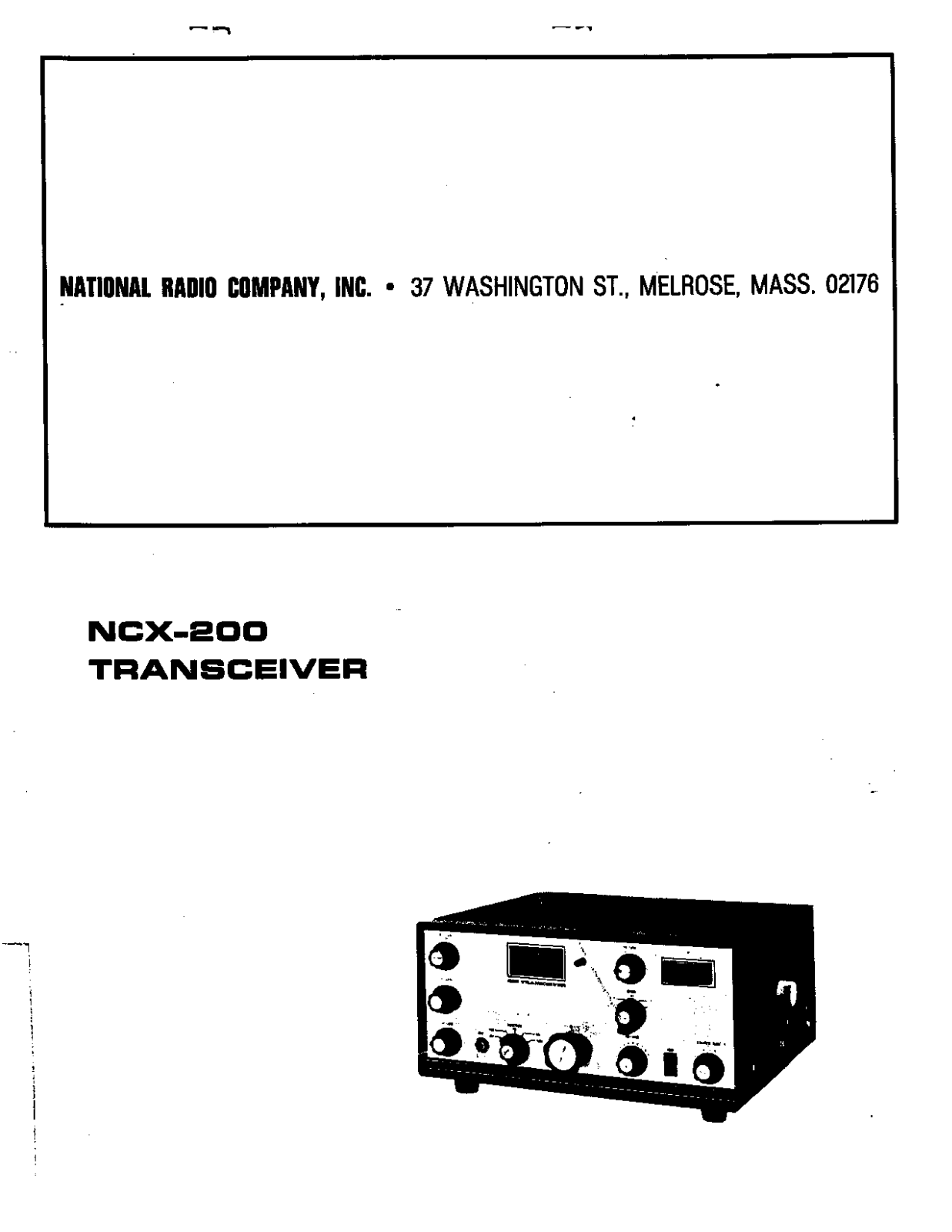 NATIONAL RADIO NCX-200 User Manual