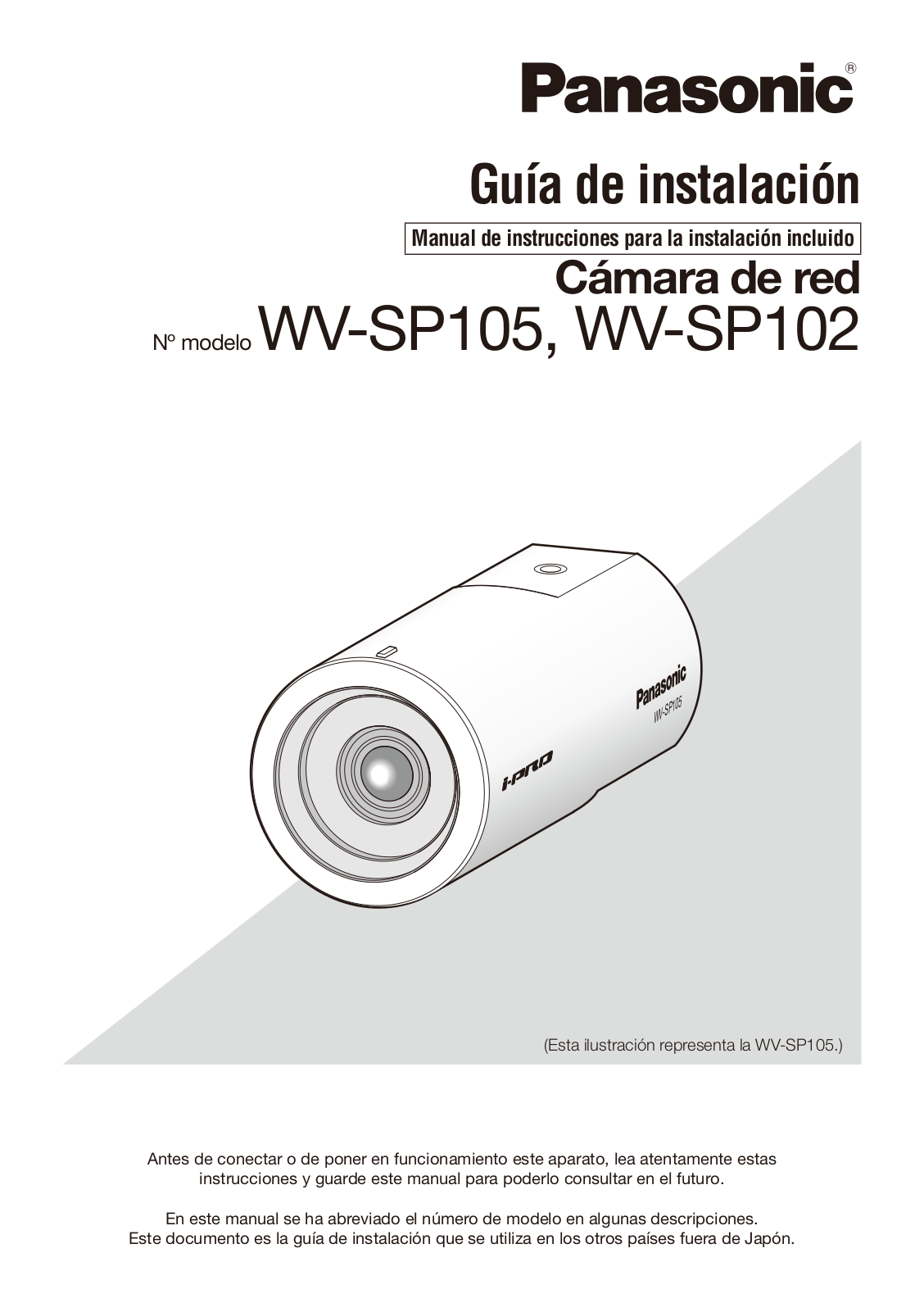 Panasonic WV-SP105, WV-SP102 Installation Manual