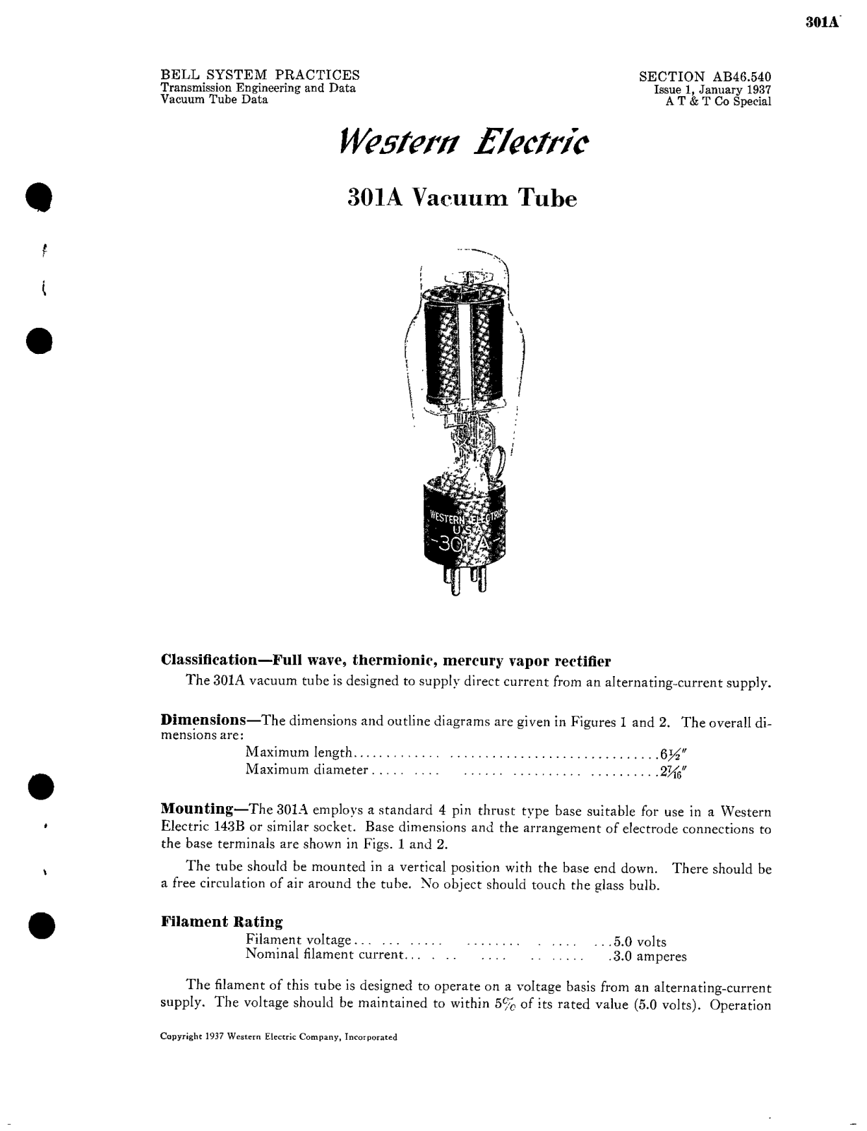 Western Electric 301-A (1937) Brochure