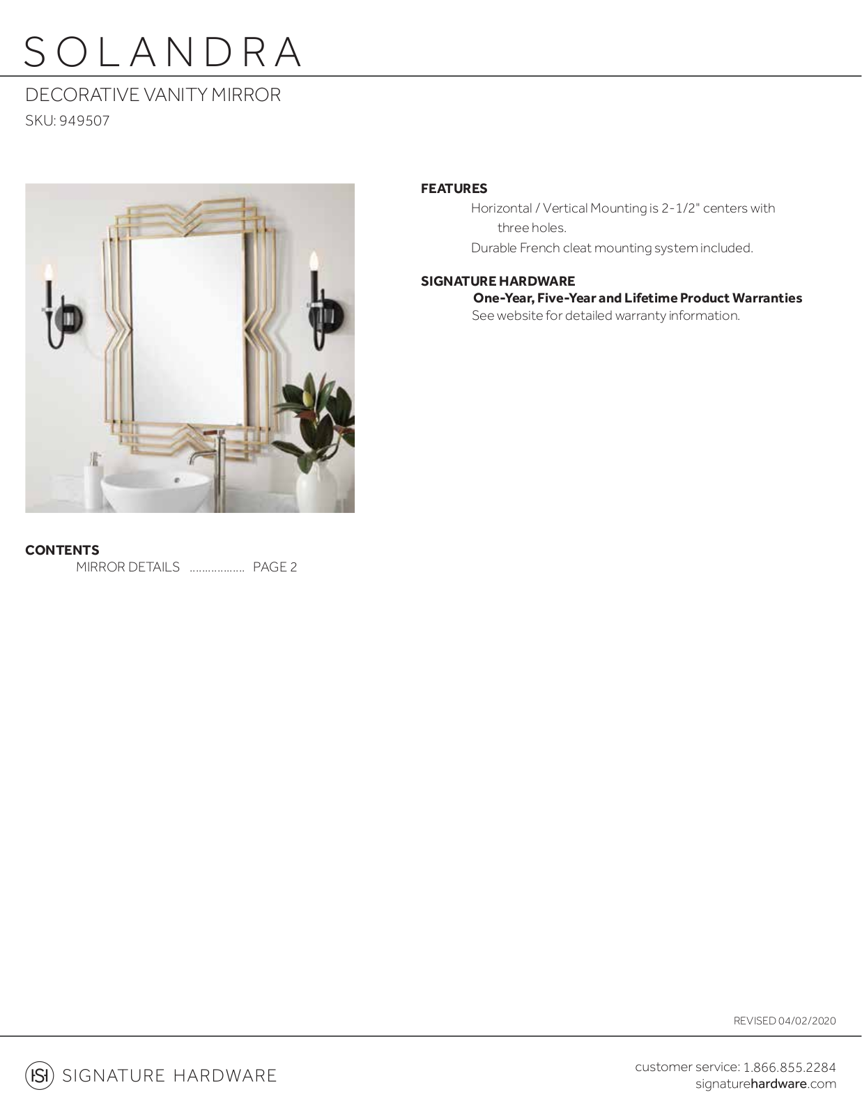 Signature Hardware SGRE4387 Specifications - ManualMachine.com