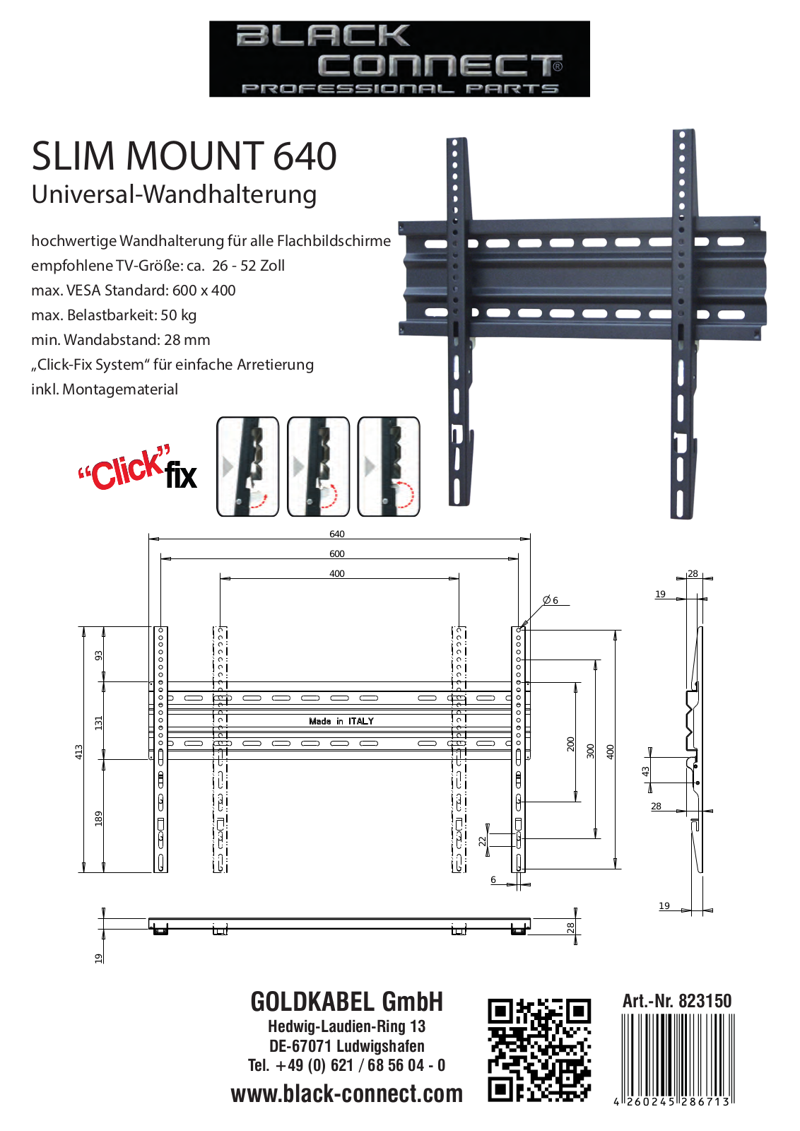 Black Connect Slim Mount User Manual - ManualMachine.com