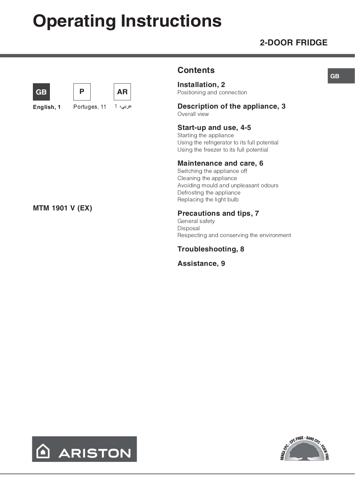 Hotpoint MTM 1901 V User Manual