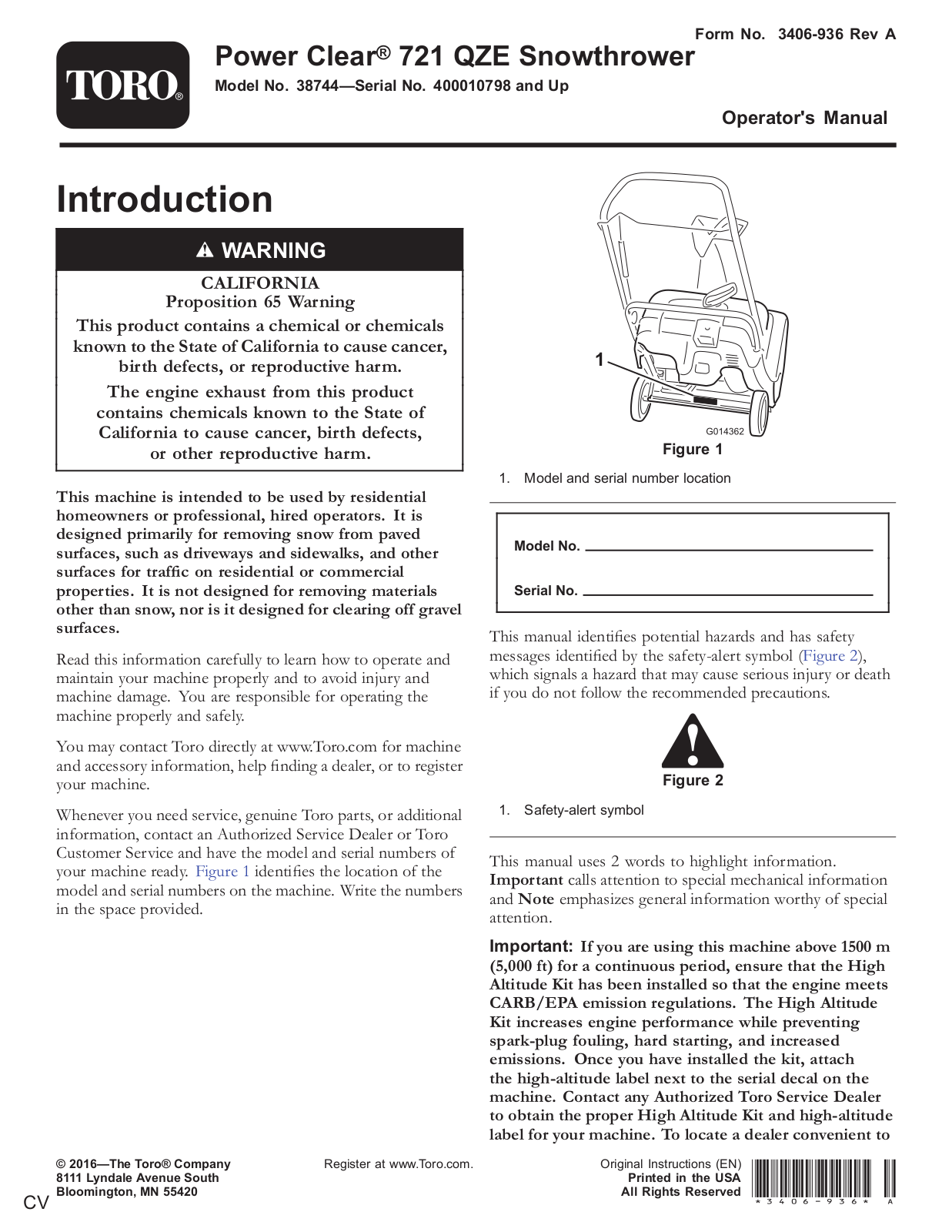 Toro 38744 Operator's Manual