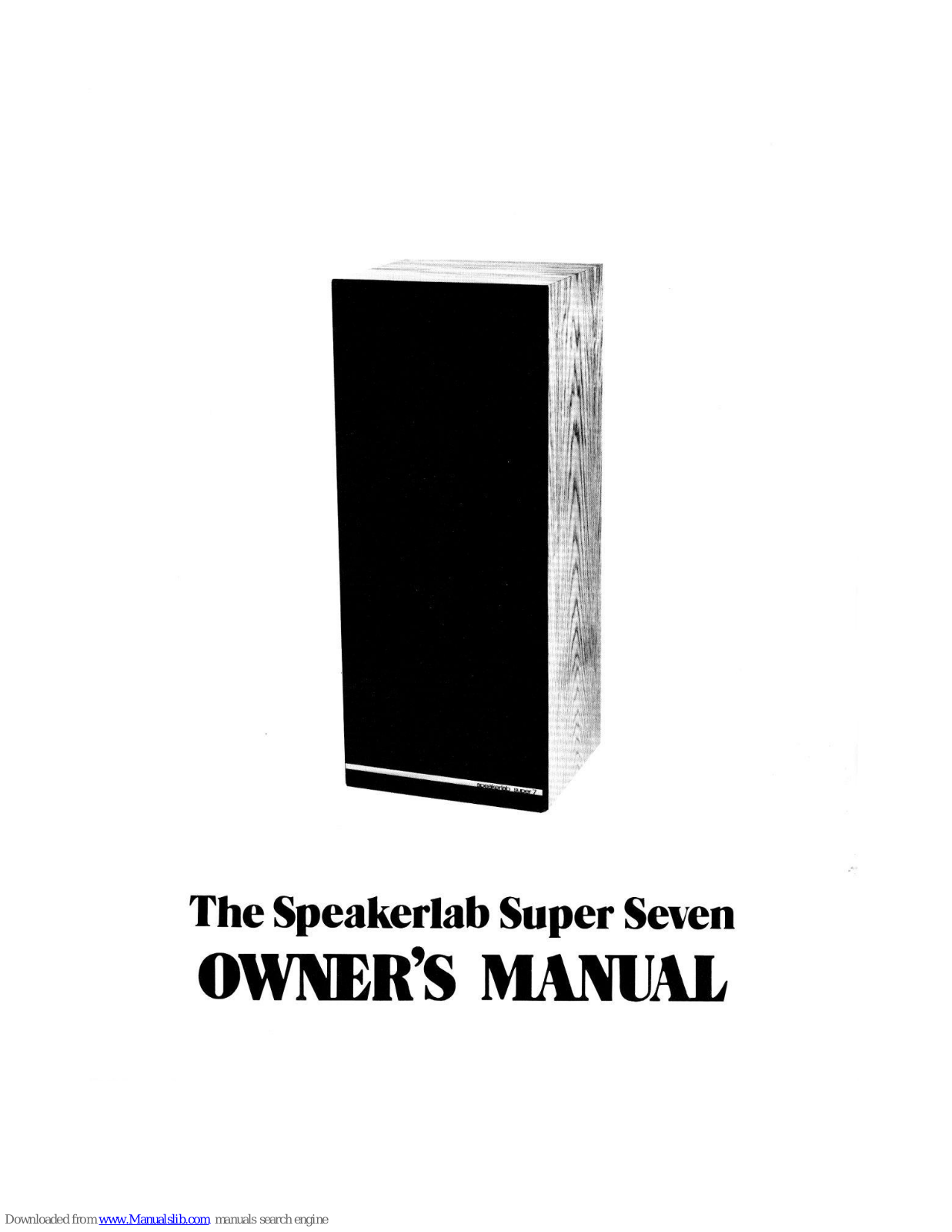 Speakerlab Super Seven Owner's Manual