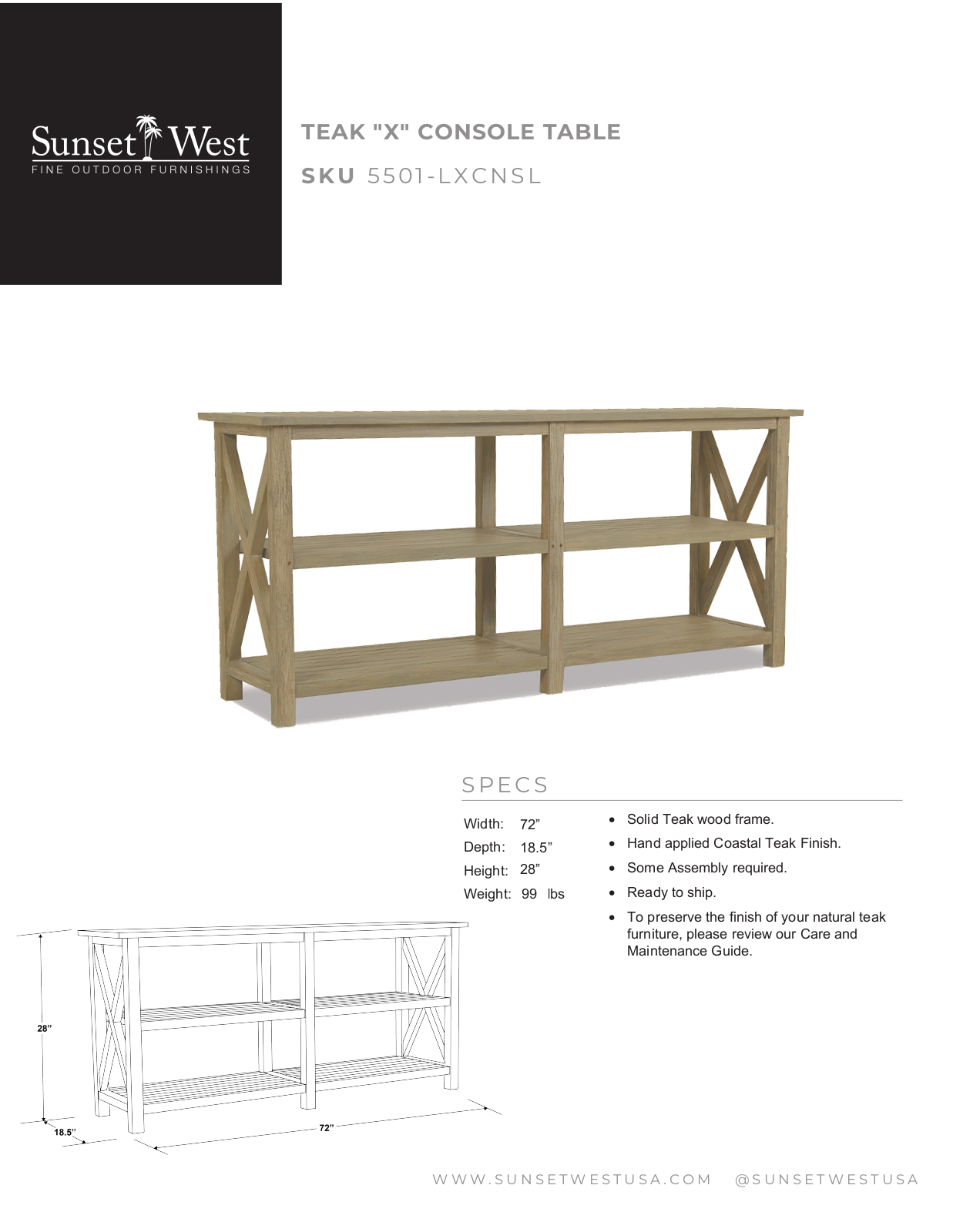 Sunset West XSW10088 Specifications - ManualMachine.com