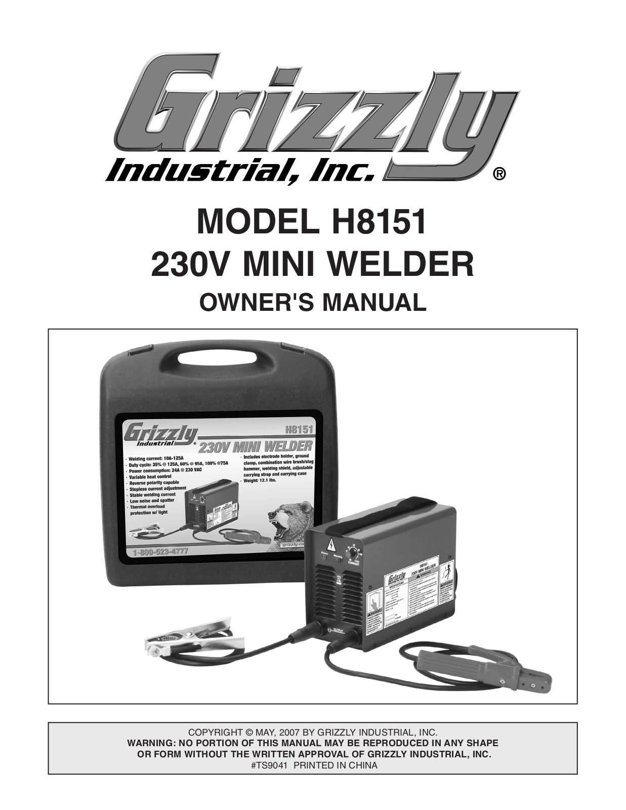 Grizzly 230V, H8151 User Manual