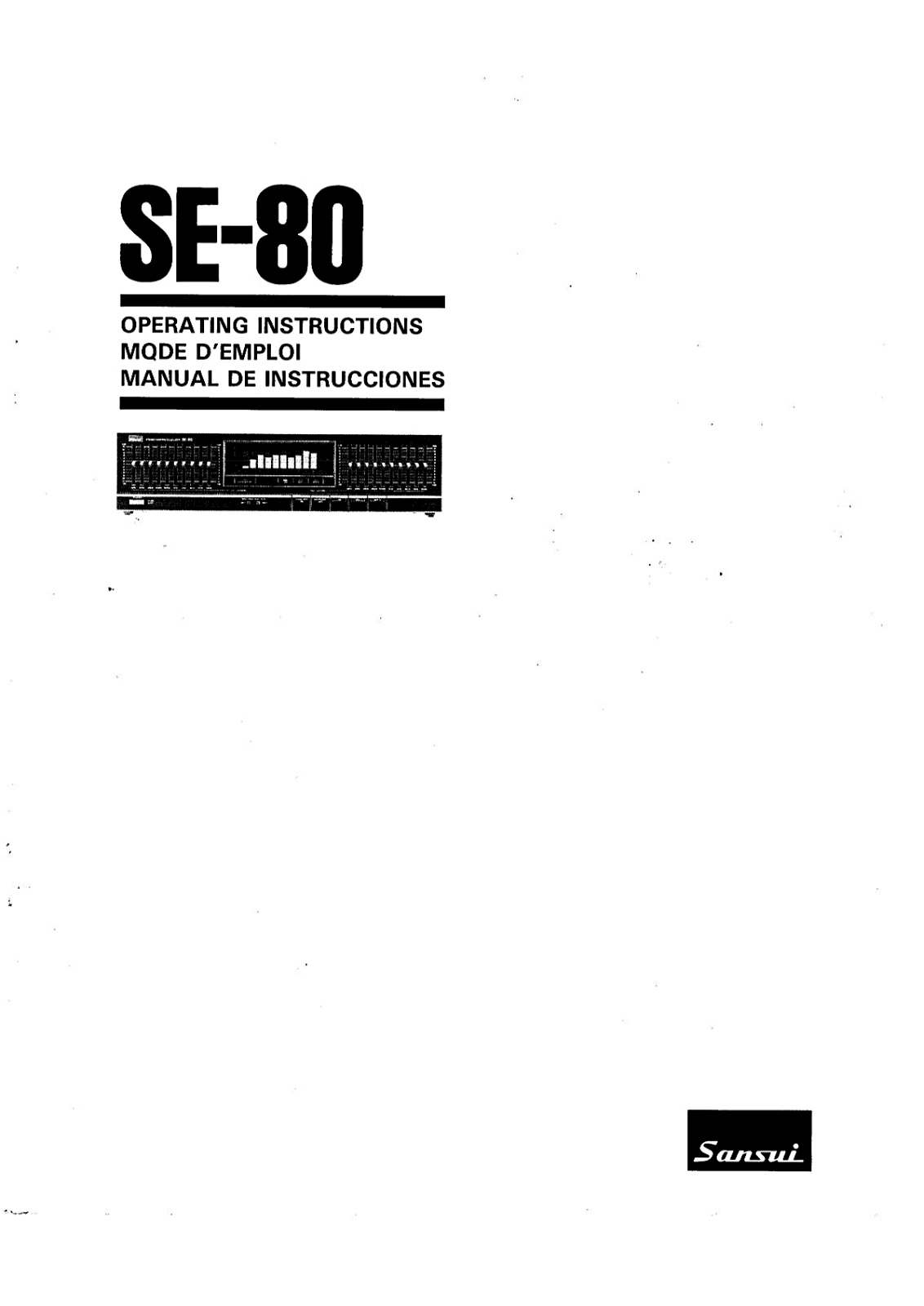 Sansui SE-80 Owners Manual