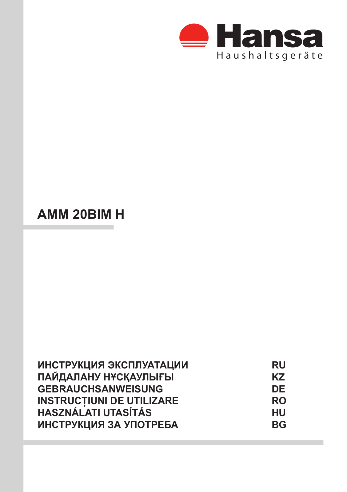 Hansa AMM20BIMH User Manual