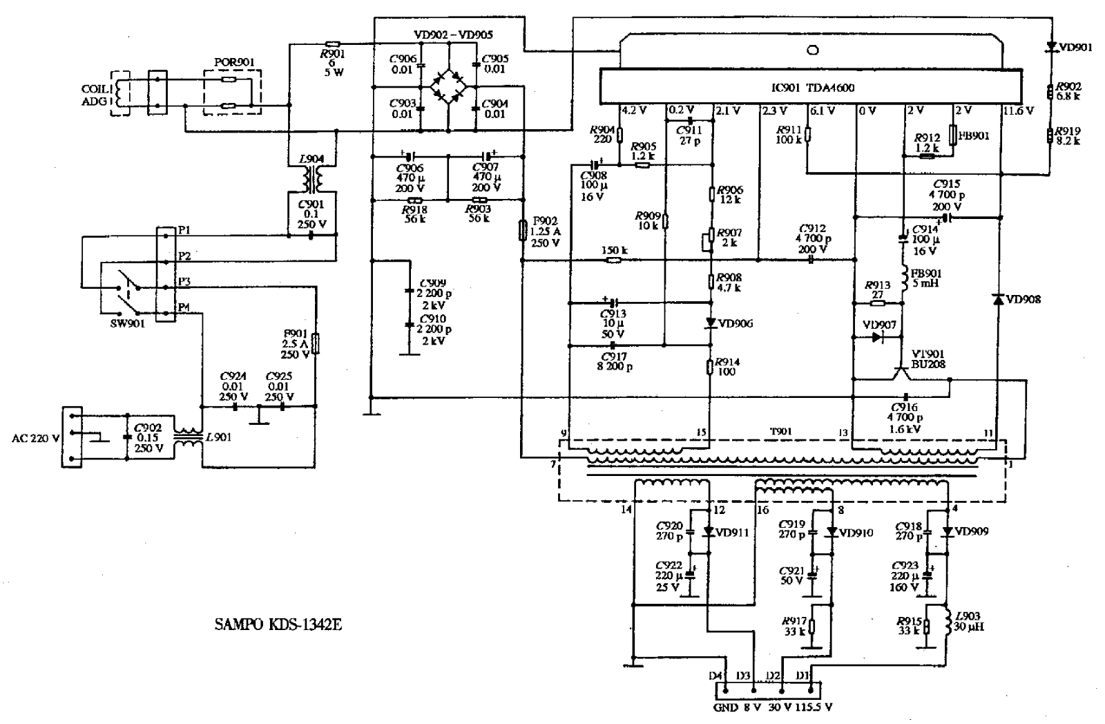 Sampo KDS1342E Schema