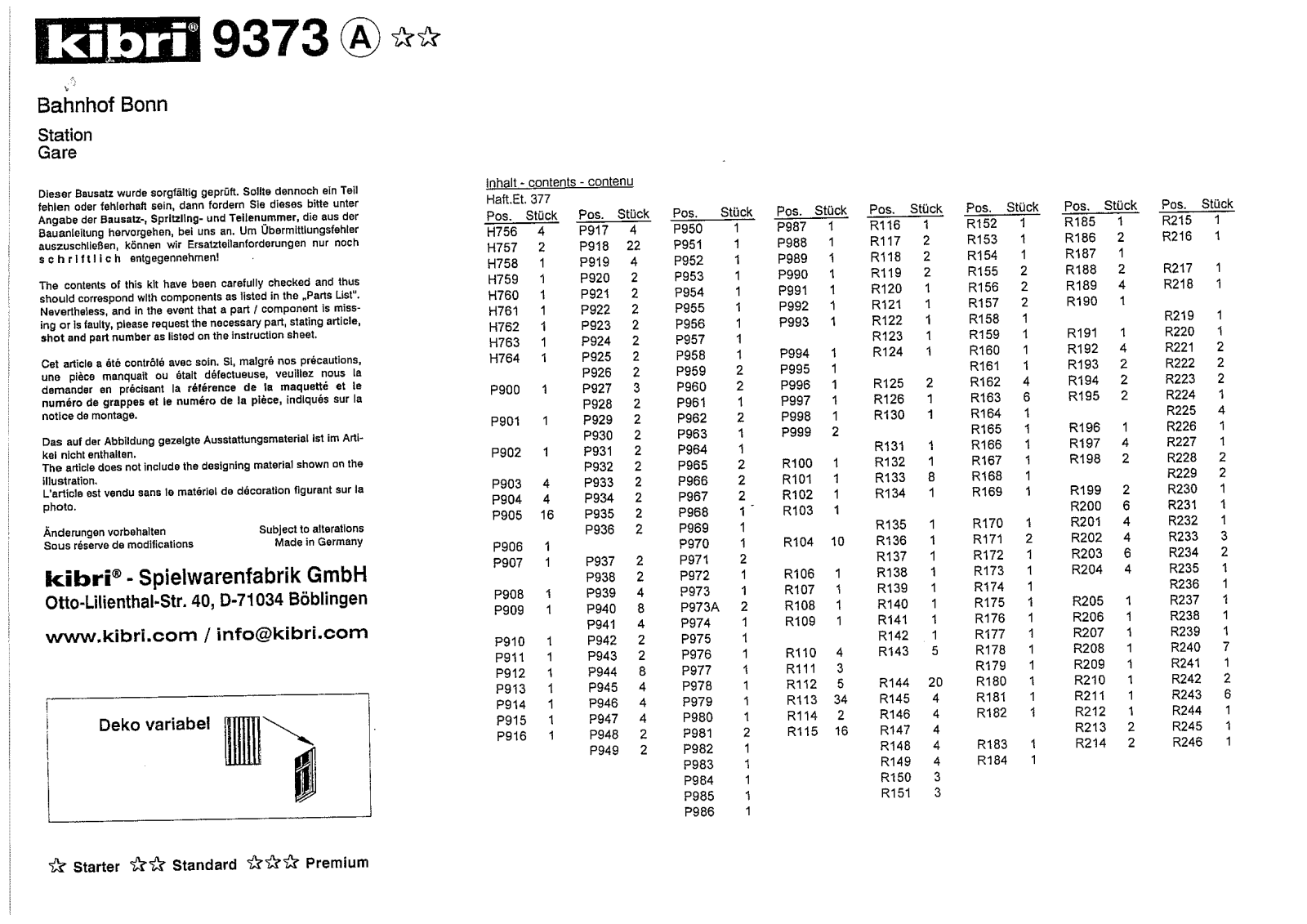 Kibri 9373 User Manual