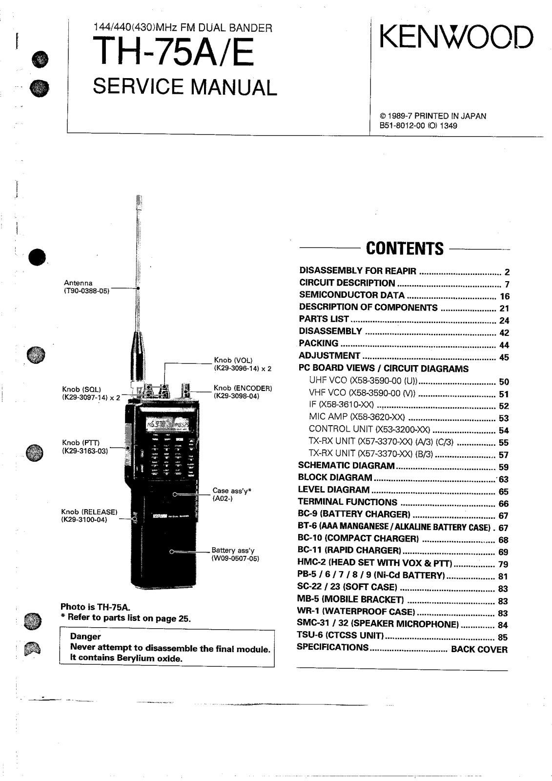 Kenwood TH-75A, TH-75E User Manual