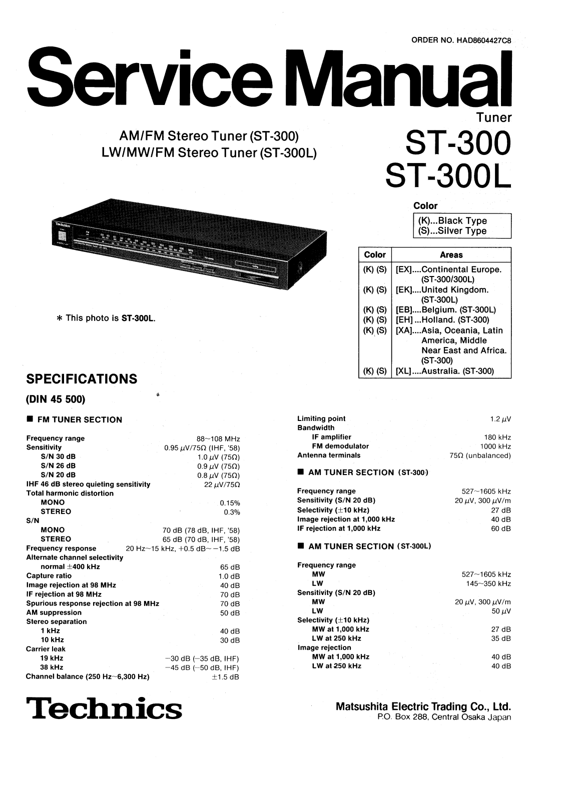Technics ST-300, ST-300-L Service manual