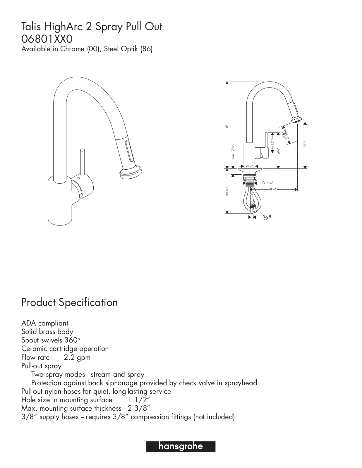 Hans Grohe 06801XX0 User Manual