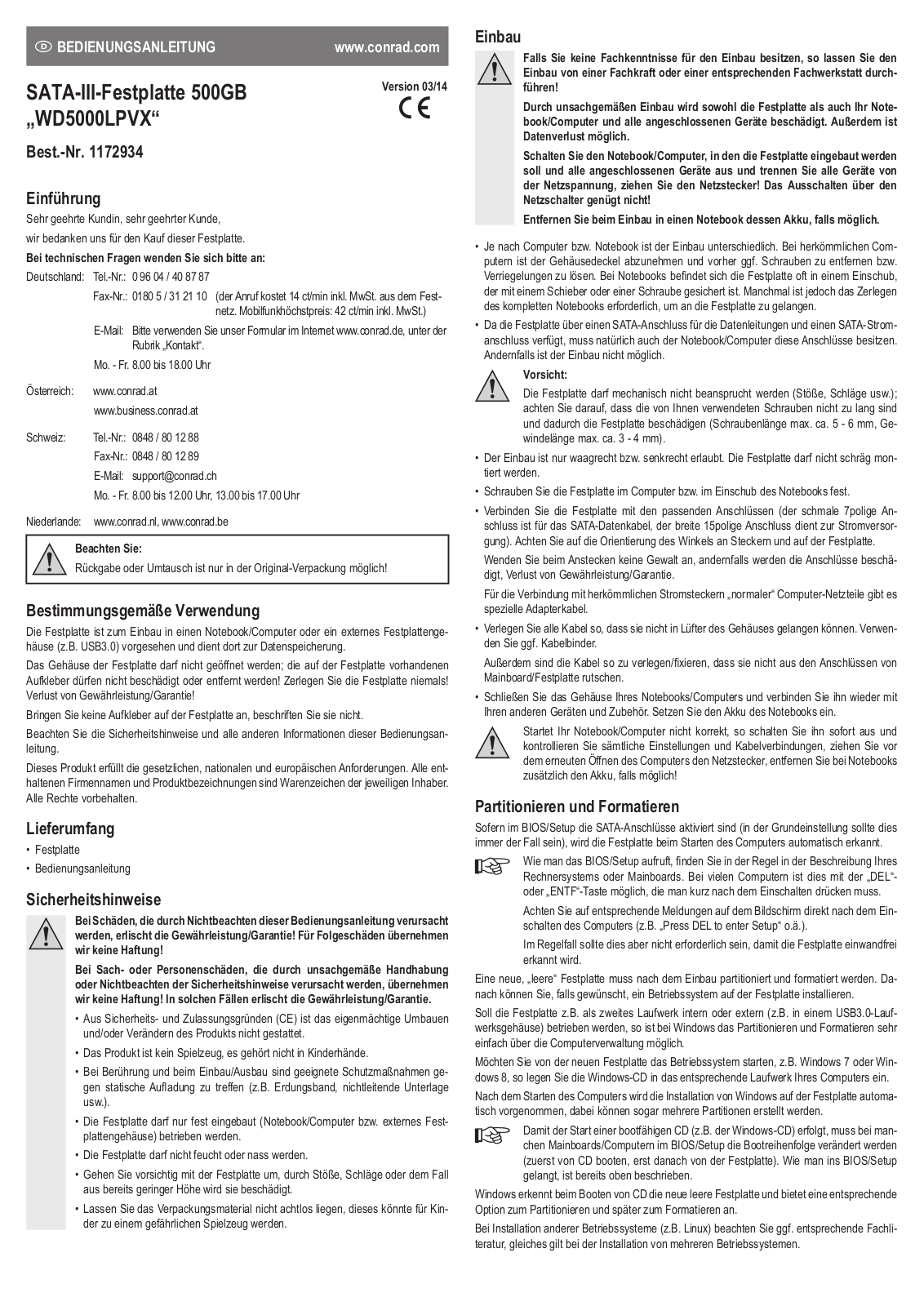 WD WD5000LPVX User guide