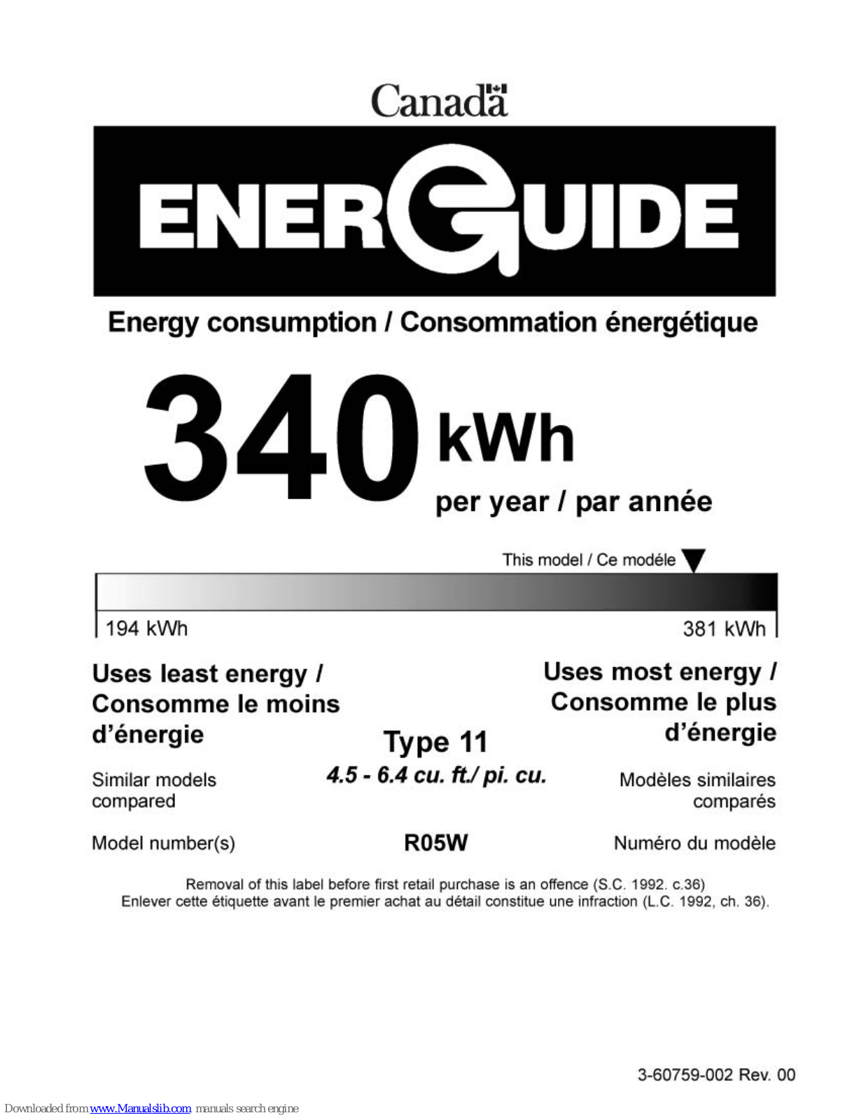 WC Wood R05 Energy Manual