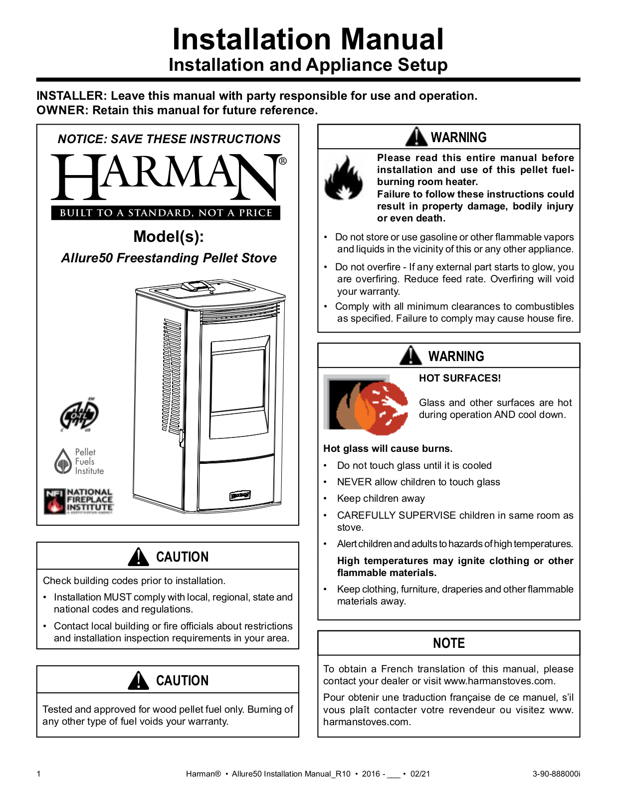 Harman Allure50 Installation Manual