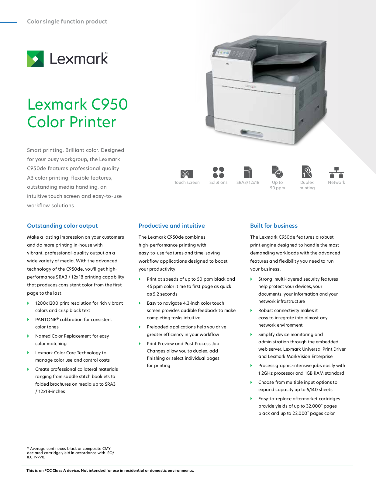 Lexmark C950 Datasheet