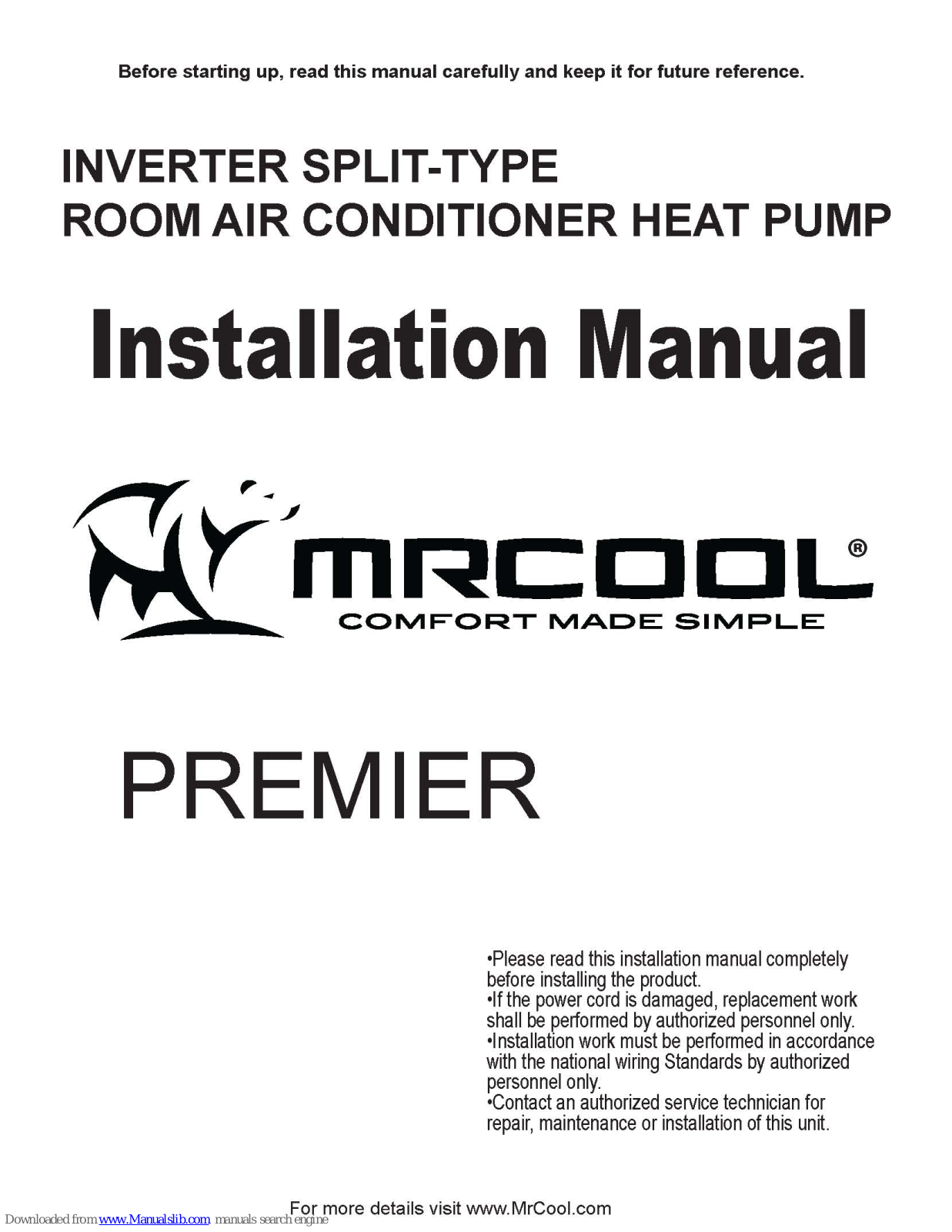 MrCool PREMIER Installation Manual - ManualMachine.com