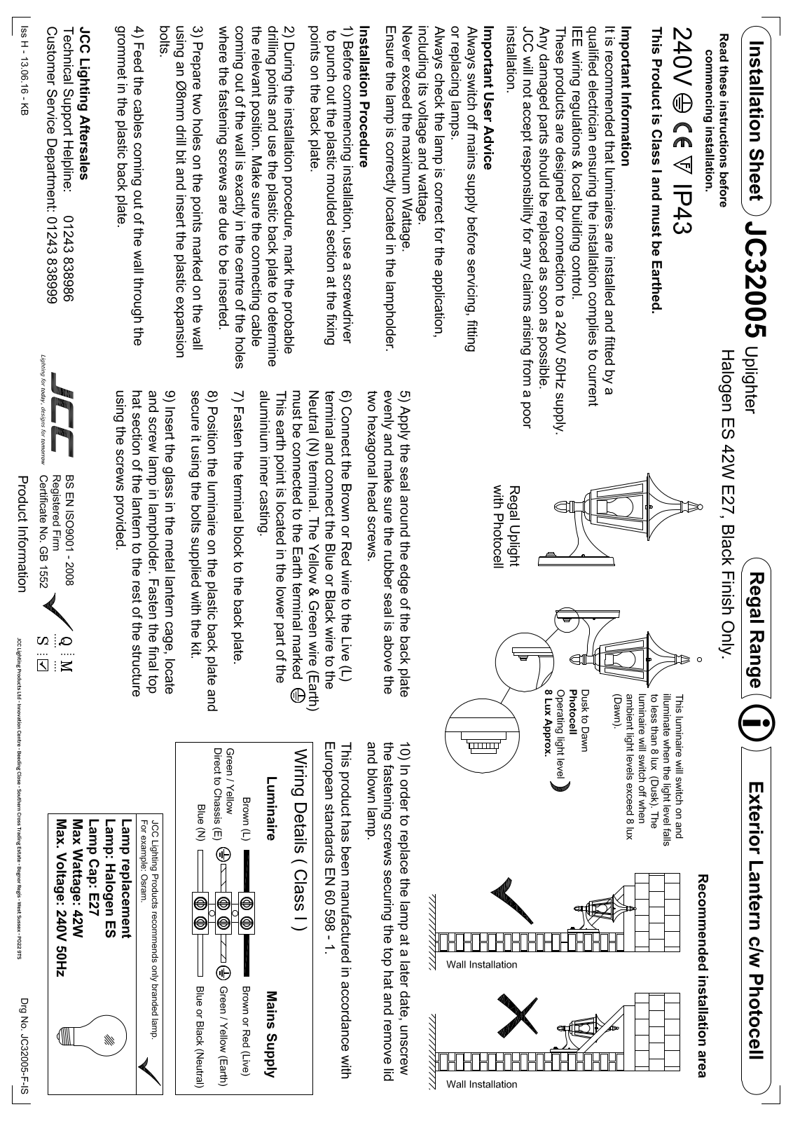 JCC JC32005 Installation Instructions