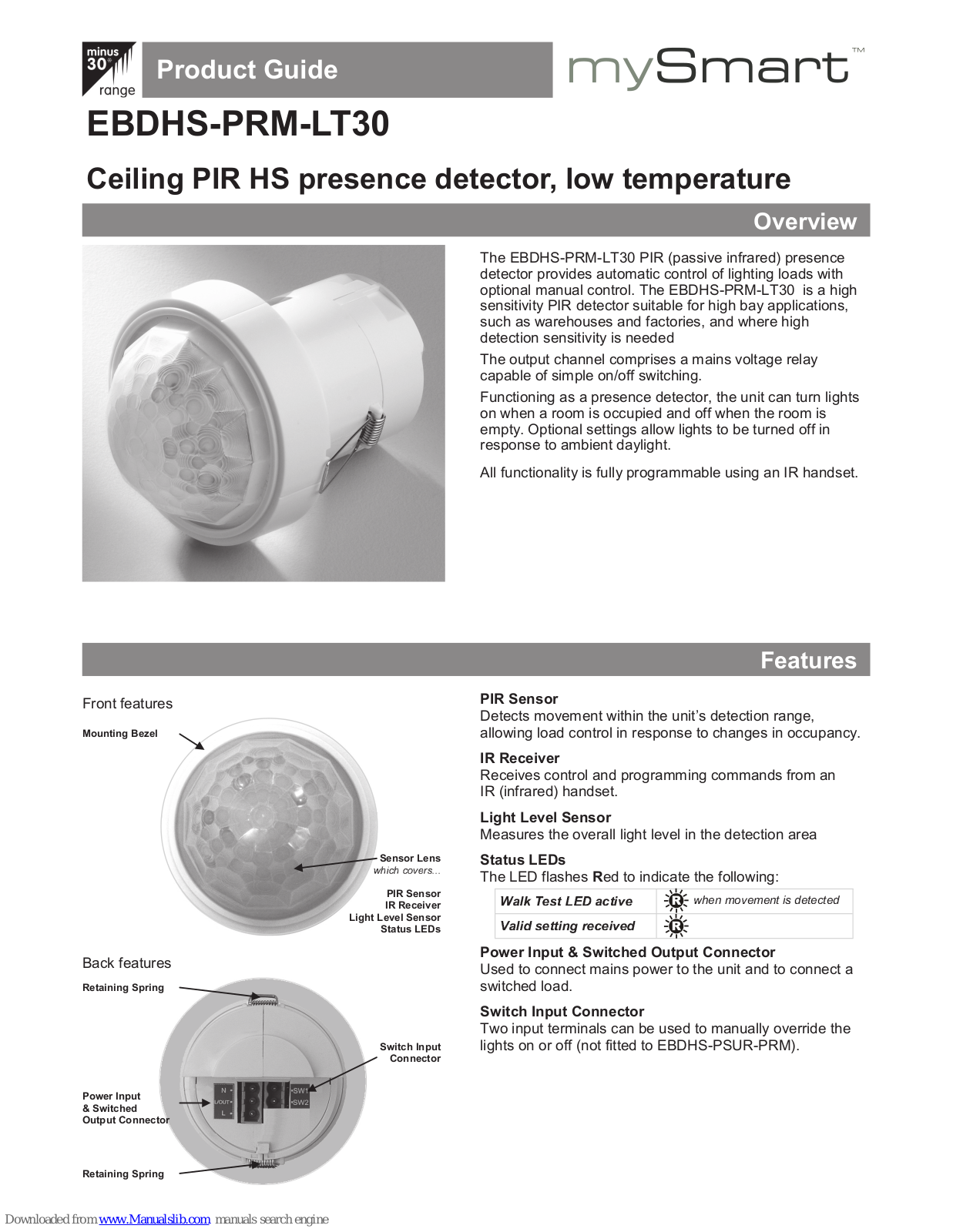 mySmart EBDHS-PRM-LT30, EBDHS-DD-LT30 Product Manual