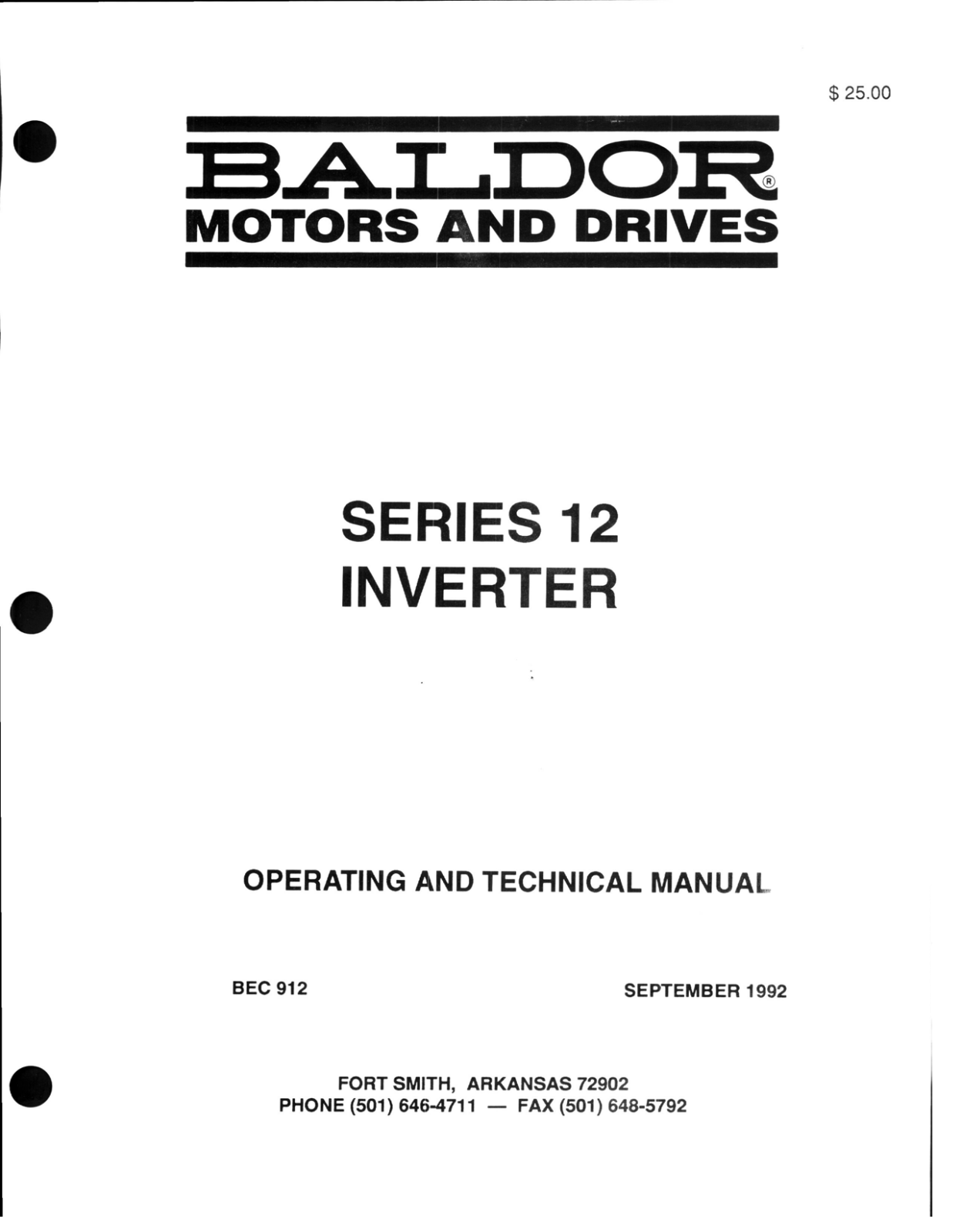 BALDOR 12 operating Manual