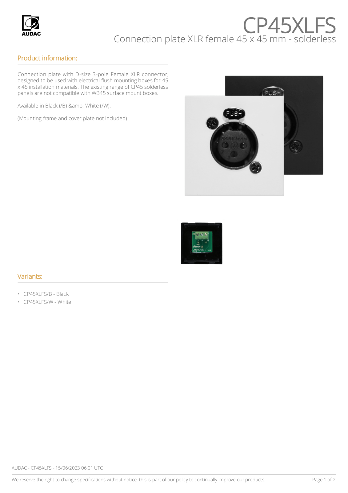 Audac CP45XLFS User guide - ManualMachine.com