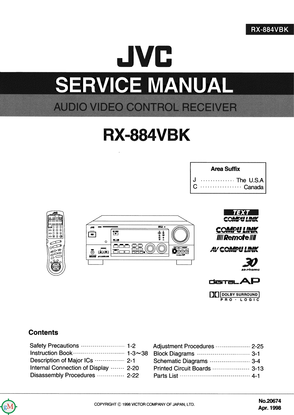 JVC RX-884-VBK Service manual