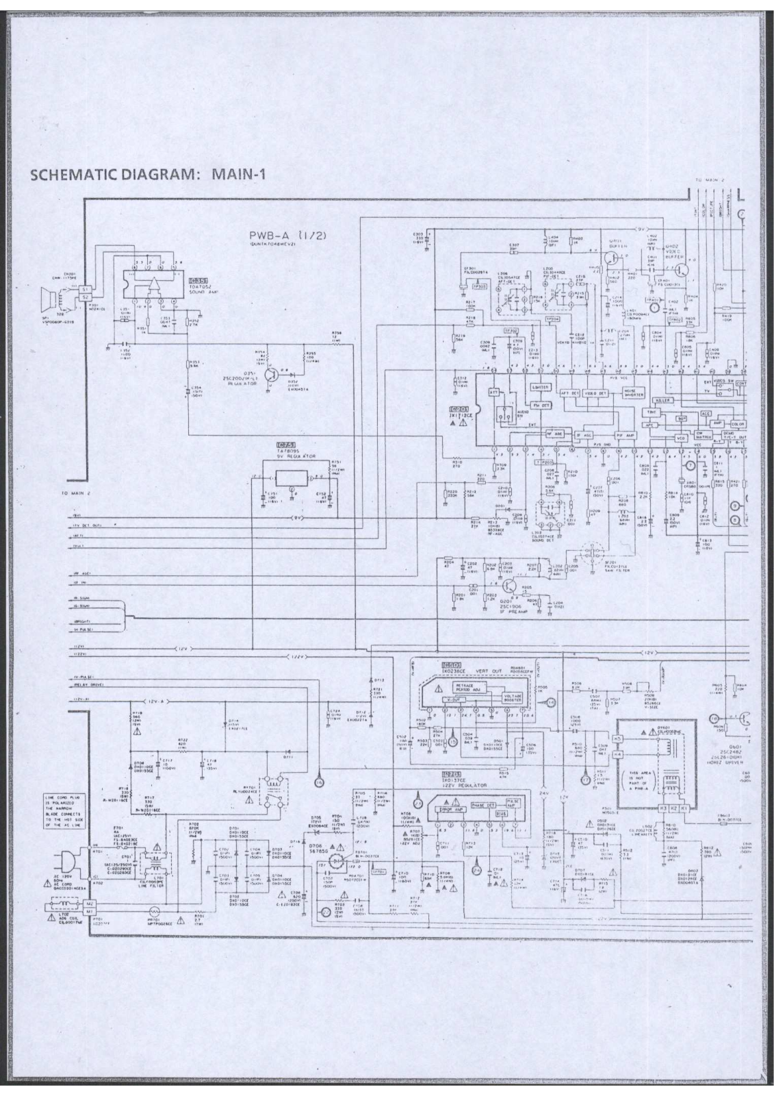 Sharp 13AM100, 20AM100, 20AM120 Schematic