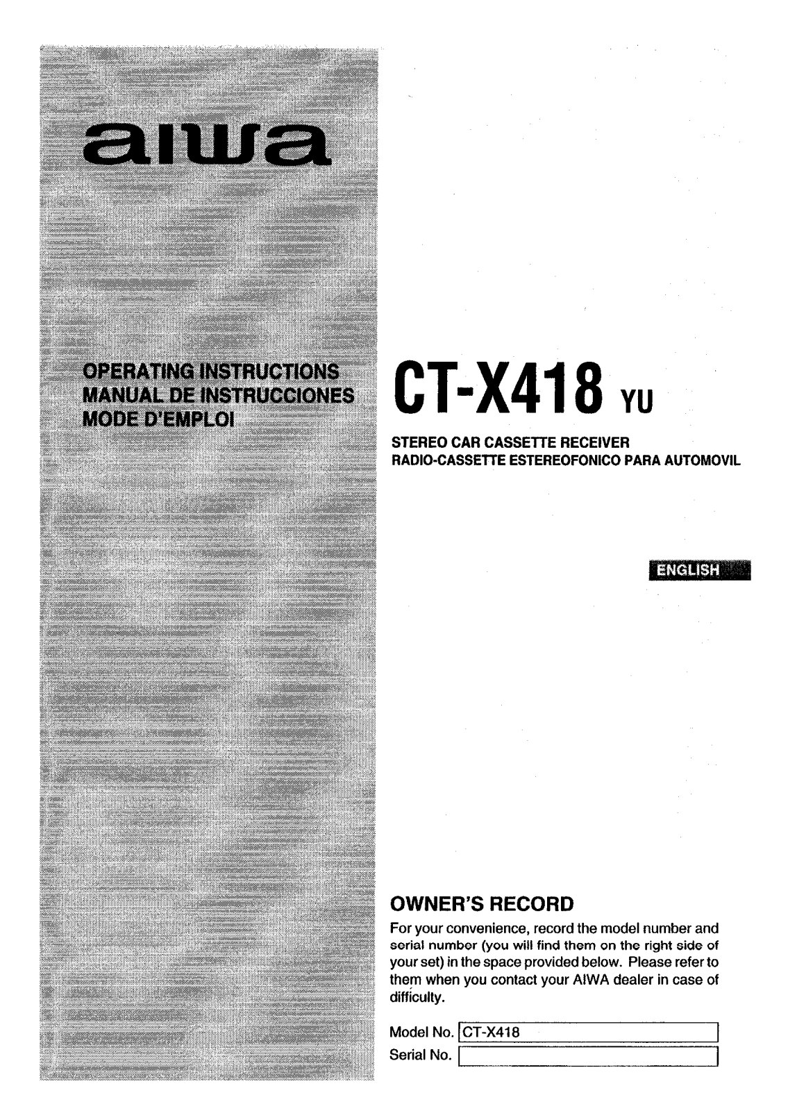 Sony CTX418yu Operating Manual