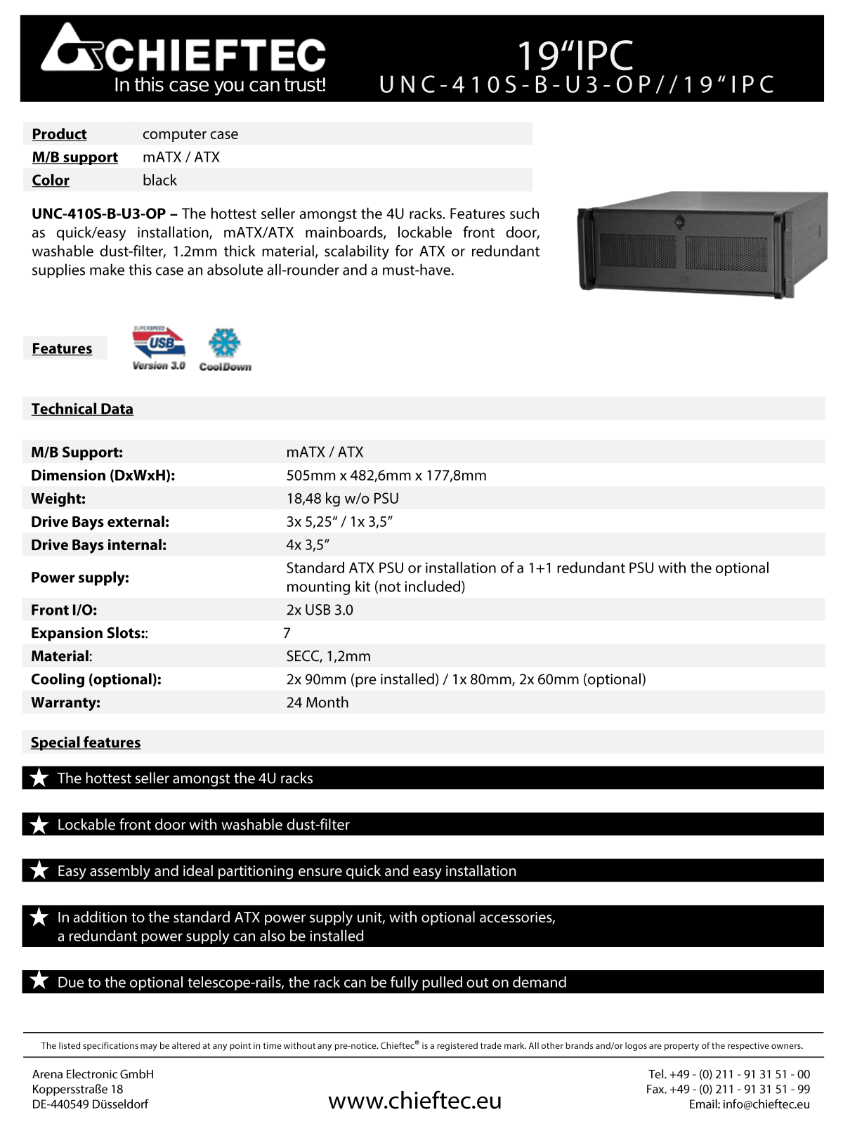 Chieftec UNC-410S-B-U3-OP User Manual