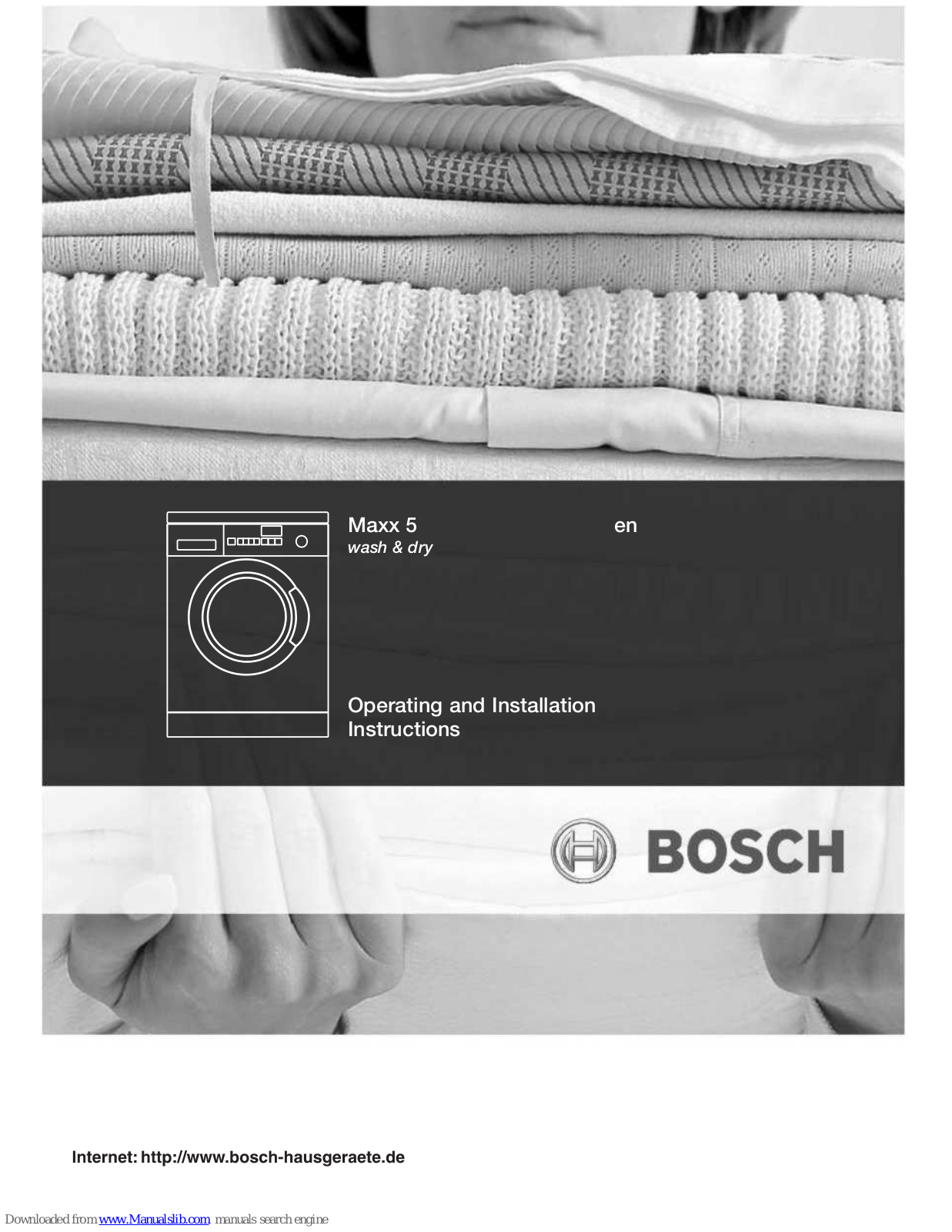 Bosch WVT1260SA Maxx 5, Maxx 5 WVT1260SA Operating & Installation Instructions Manual