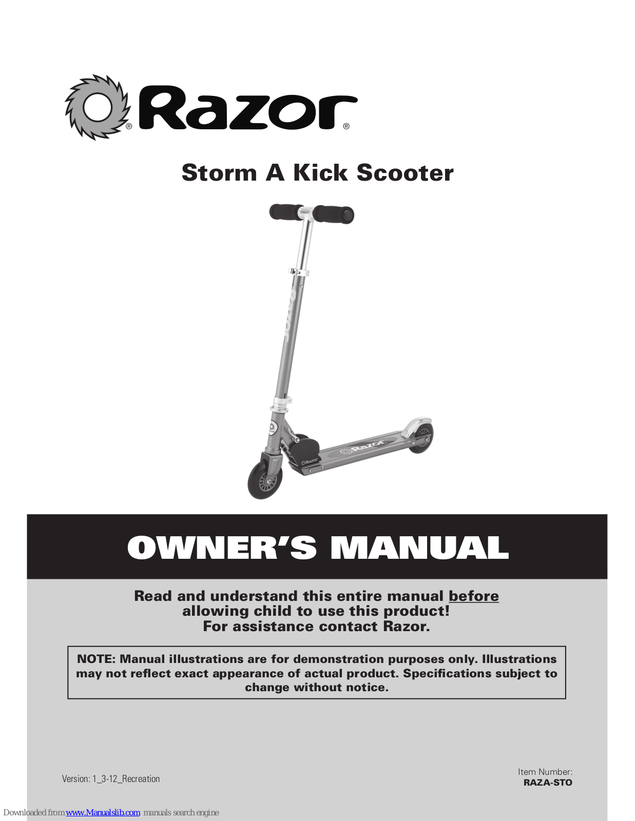 Razor Storm A Owner's Manual