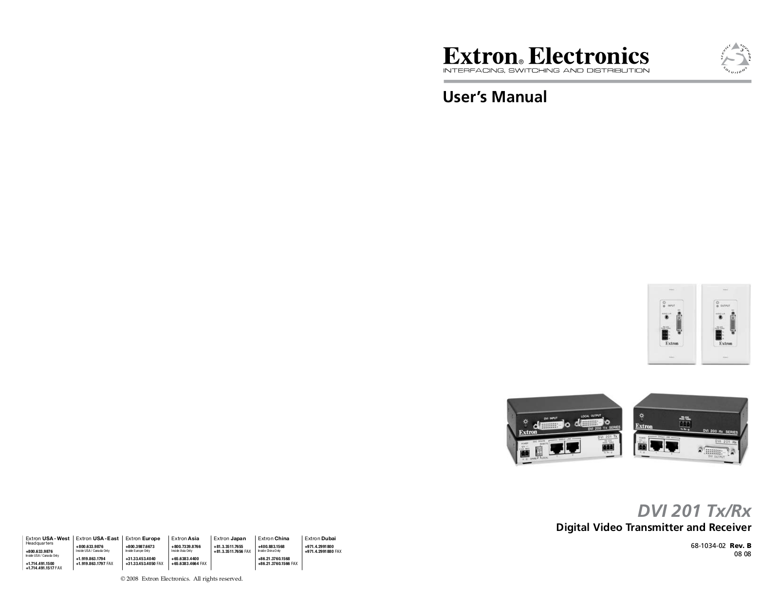 Extron electronic DVI 201 Rx, DVI 201 Tx User Manual