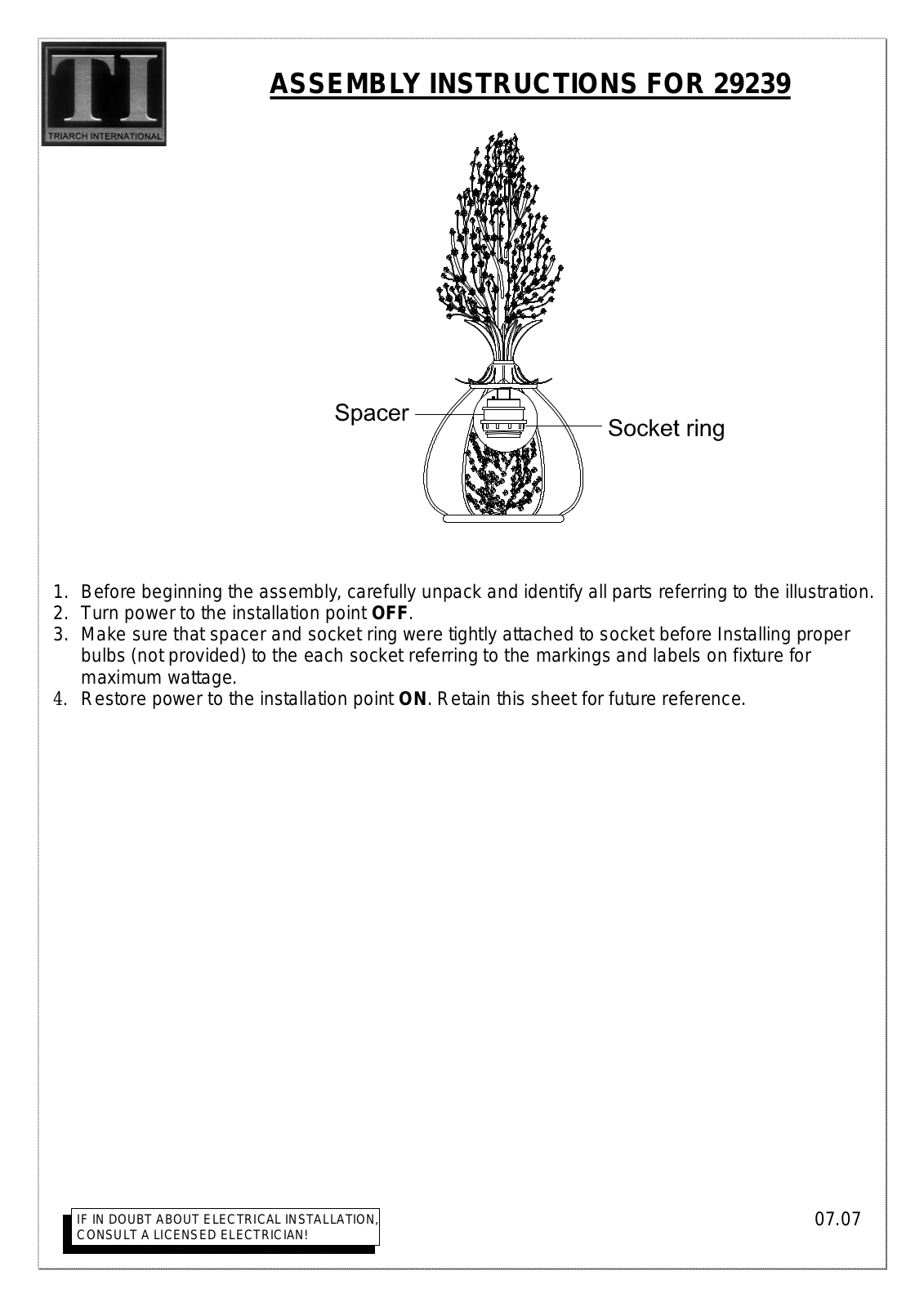 Triarch 29239 User Manual