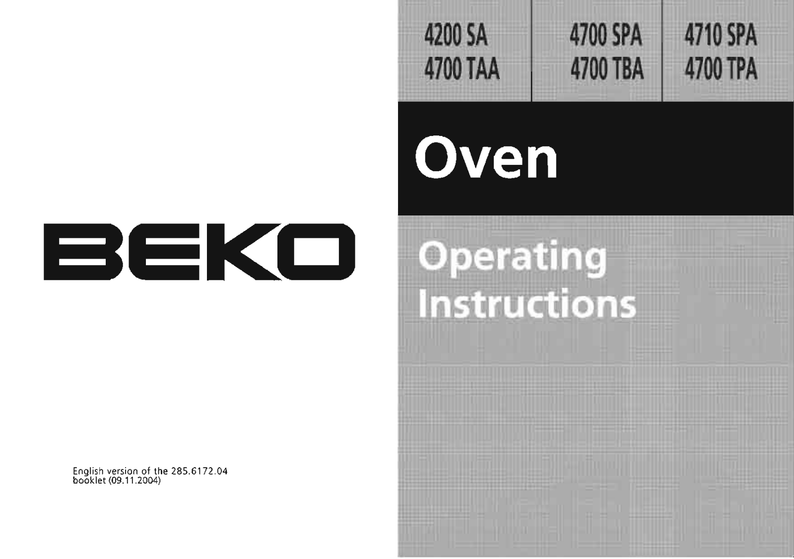 Beko 4710 SPA, 4700 TBA, 4700 SPA, 4200 SA, 4700 TPA User Manual