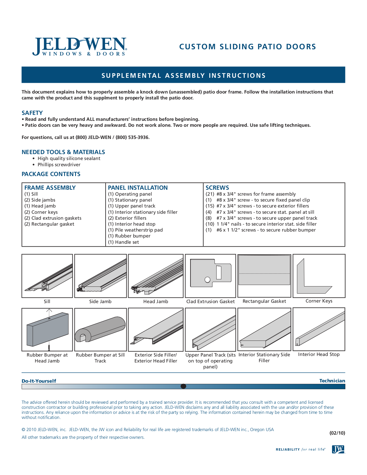 JELD-WEN PDS013 User Manual